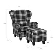 home affaire fauteuil oliver inclusief hocker, structuur fijn, ruitmotief (2 stuks) bruin