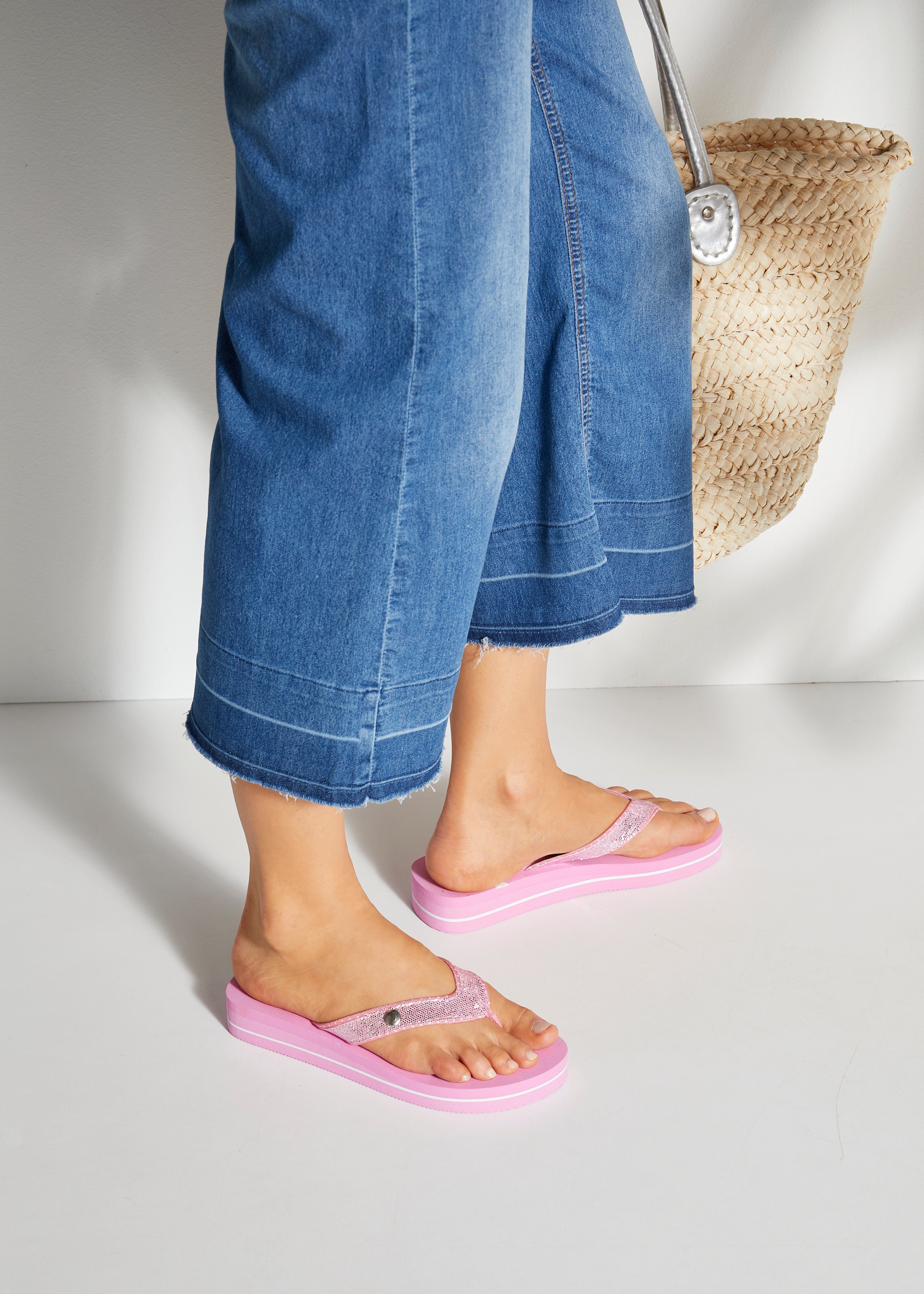 Venice Beach Badslippers Sandaal, pantoletten, badschoenen ultralicht met glitterband VEGAN