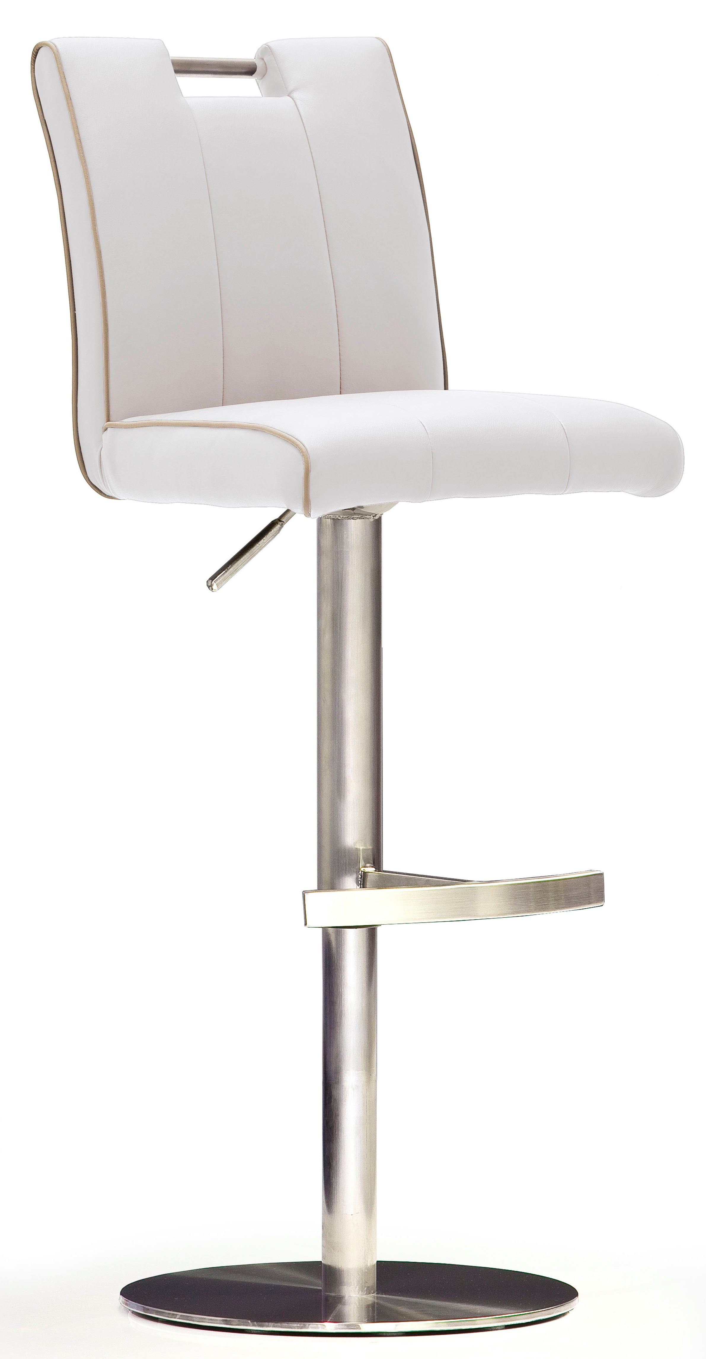 MCA furniture Bistrostoel BARBECOOL met rugleuning, ronde voetplaat, 360° draaibaar, zithoogte van 55-80 cm barkrukken wit