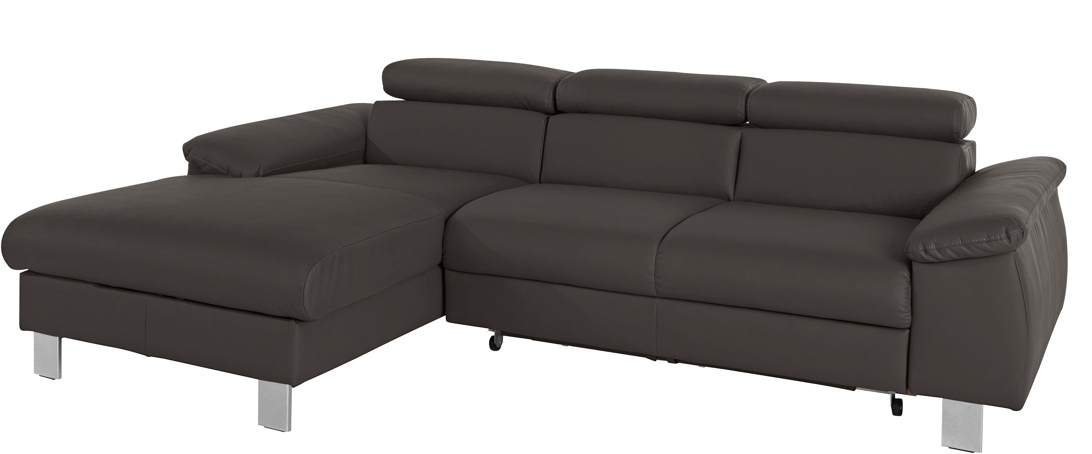 COTTA Hoekbank Komaris L-vorm, B: 244 cm met hoofdverstelling, optioneel bedfunctie, bedlade & licht