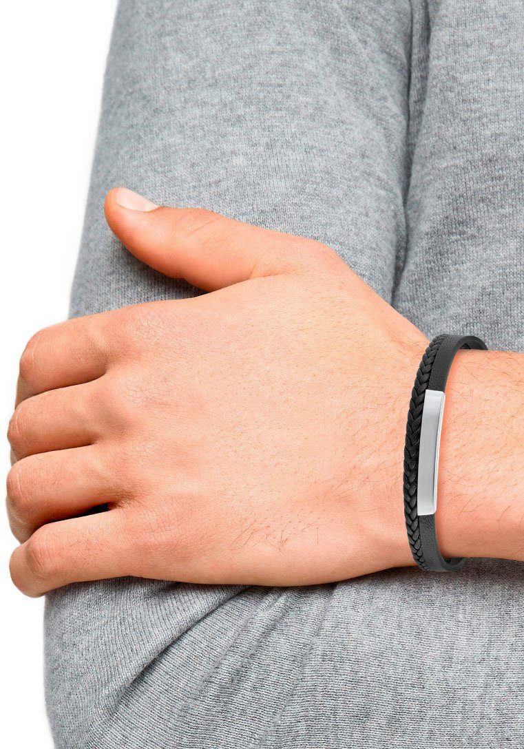 s.Oliver Leren armband 2036861 uit roestvrij staal + leer