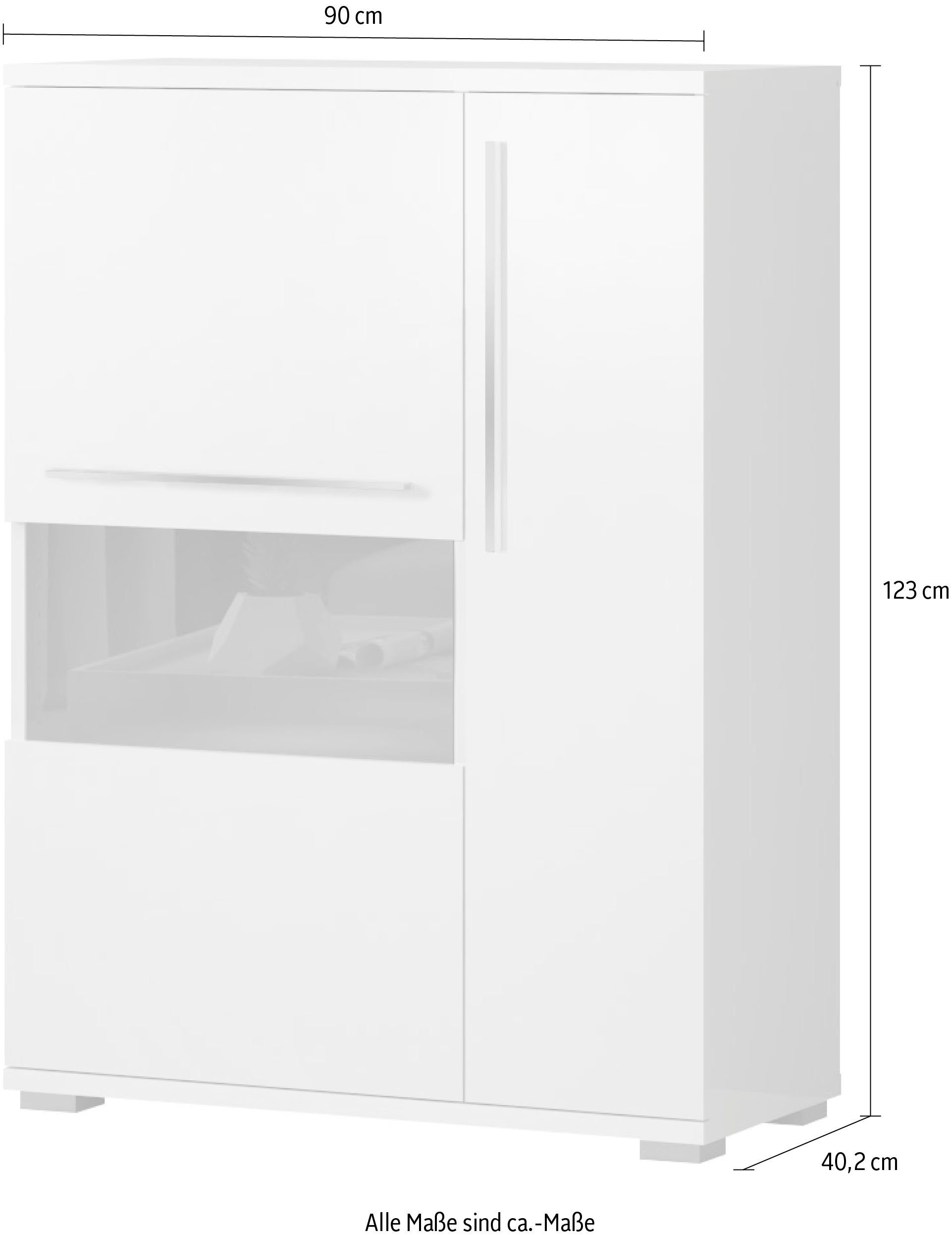 Places of Style Highboard Piano Vitrine UV-gecoat, soft close-functie