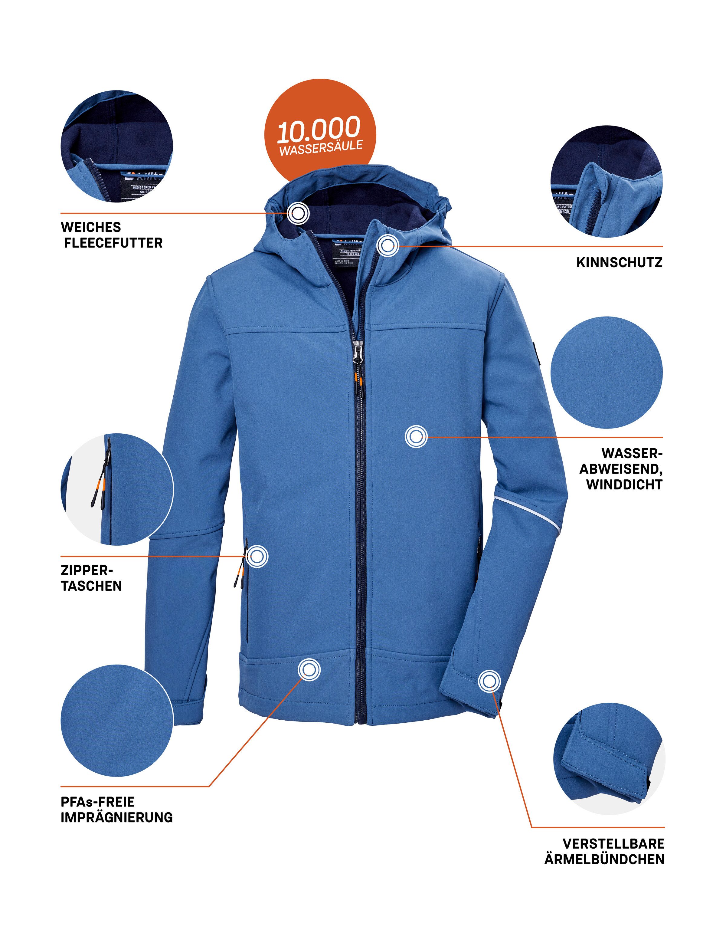 Killtec Softshell-jack KOS 143 BYS SFTSHLL JCKT Wind- en waterafstotende, ademende, PFAS-vrije kinderjas