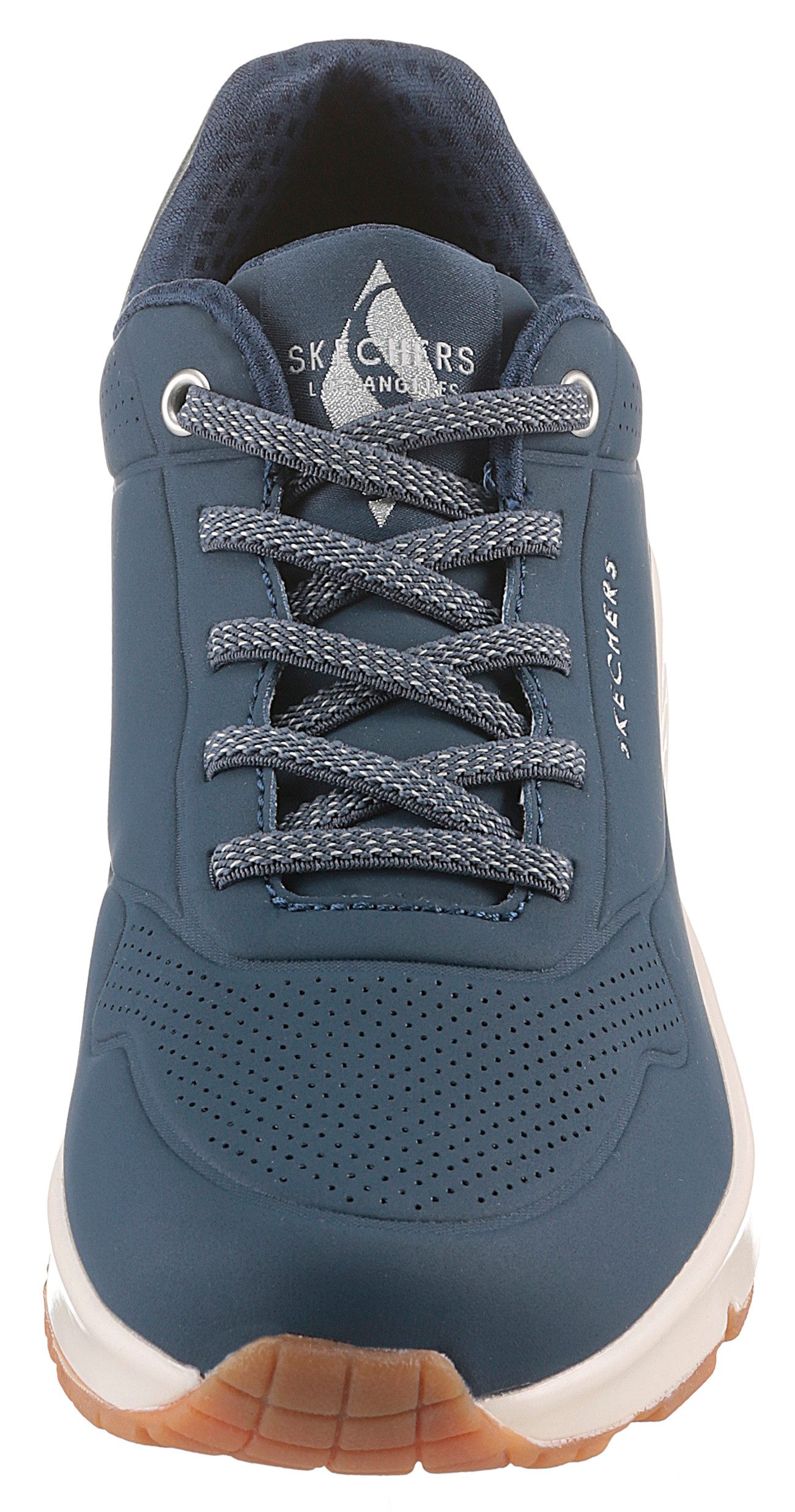 Skechers Slip-on sneakers UNO SHIMMER AWAY Slipper, vrijetijdsschoen, plateau sneaker met modieuze sleehak