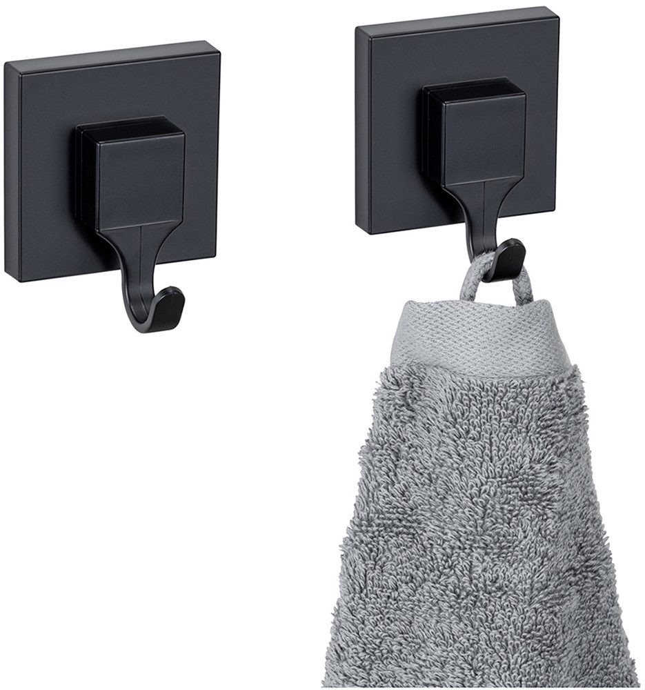 WENKO Wandhaak Vacuum-Loc® model Quadro van kunststof voor handdoeken, bevestiging zonder boren (set, 2 stuks)