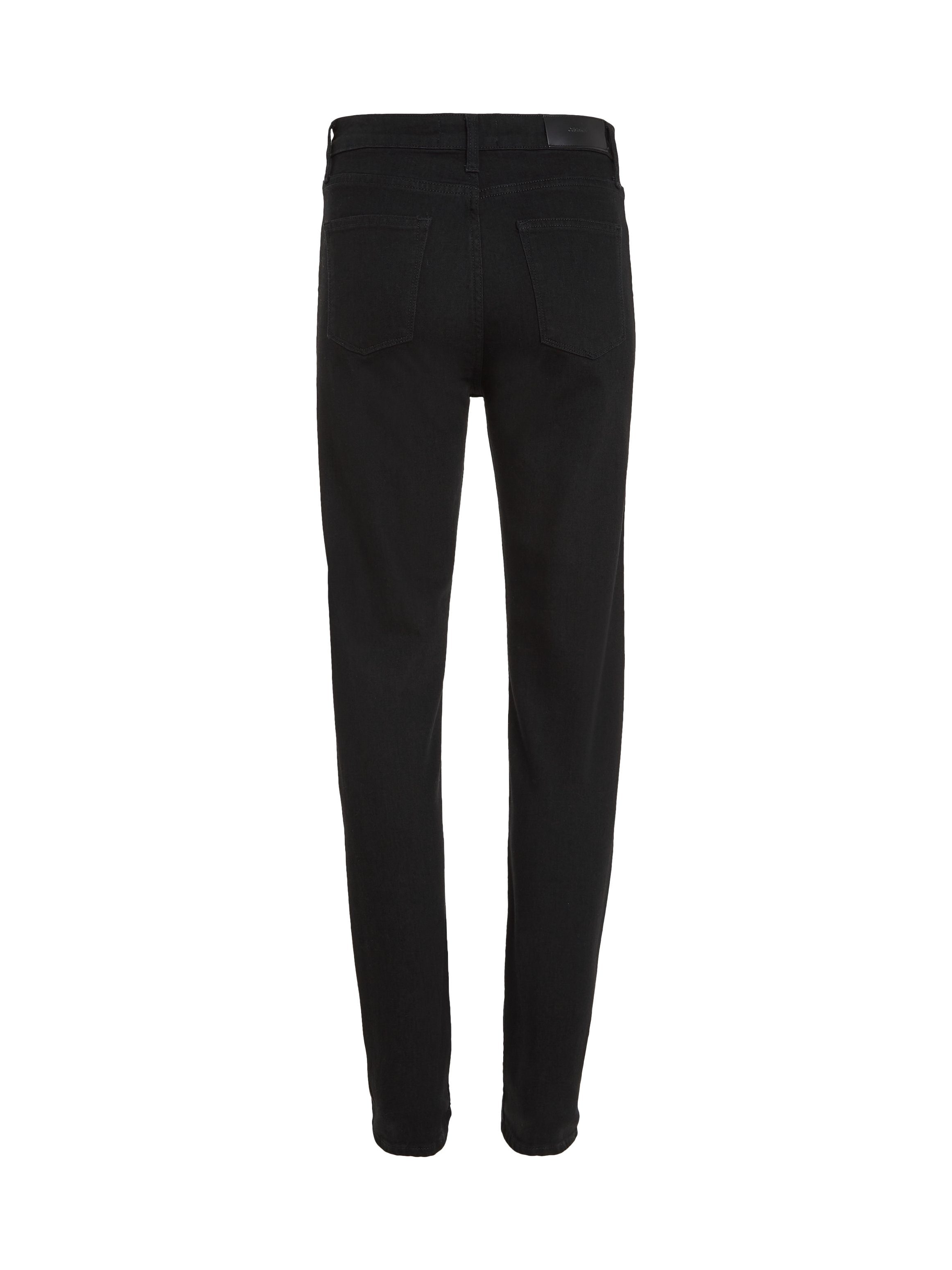 Calvin Klein Slim fit jeans MR SLIM - SOFT BLACK met leren merklabel aan de achterkant van de tailleband