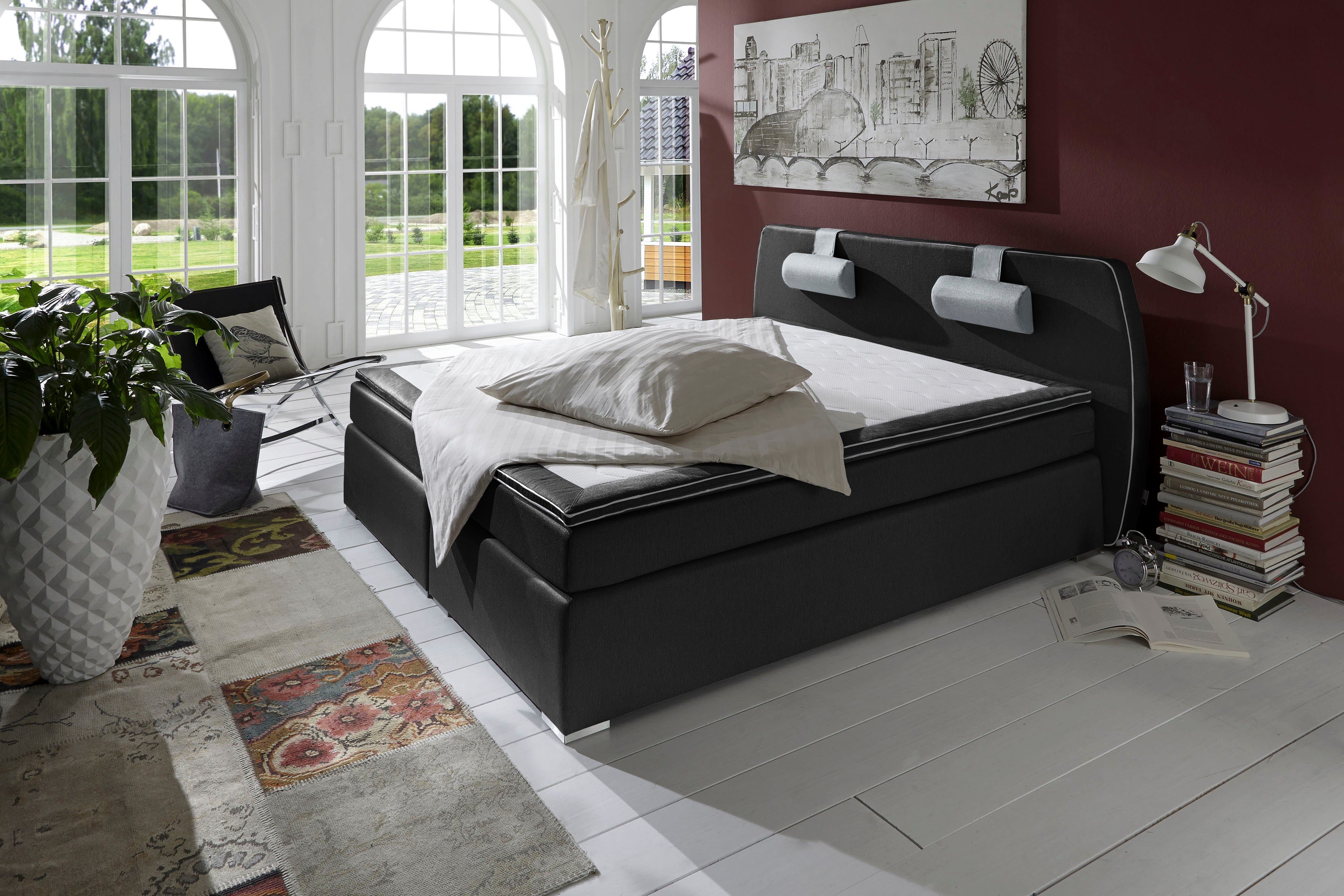 ATLANTIC home collection Boxspring Rex met topmatras en verstelbaar nekkussen