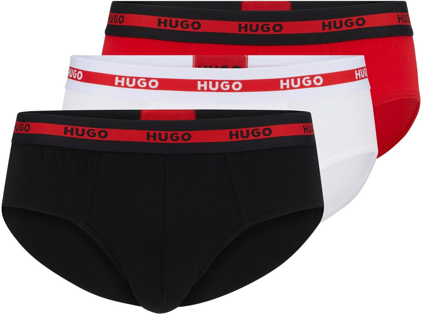 HUGO underwear Slip met contraststrepen en logo-opschriften op de tailleband (set, 3 stuks, In driepack)