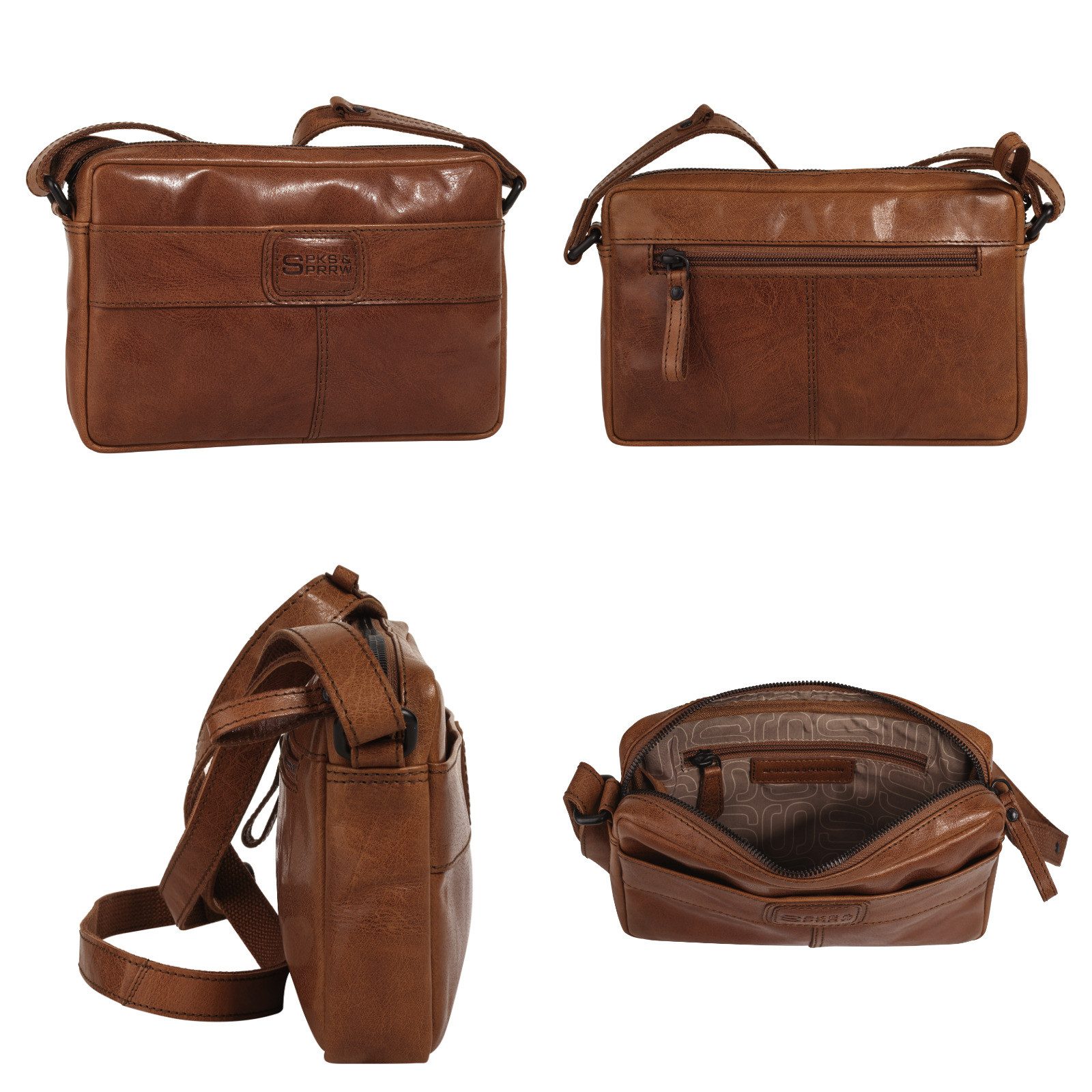 Spikes & Sparrow Schoudertas echt leder