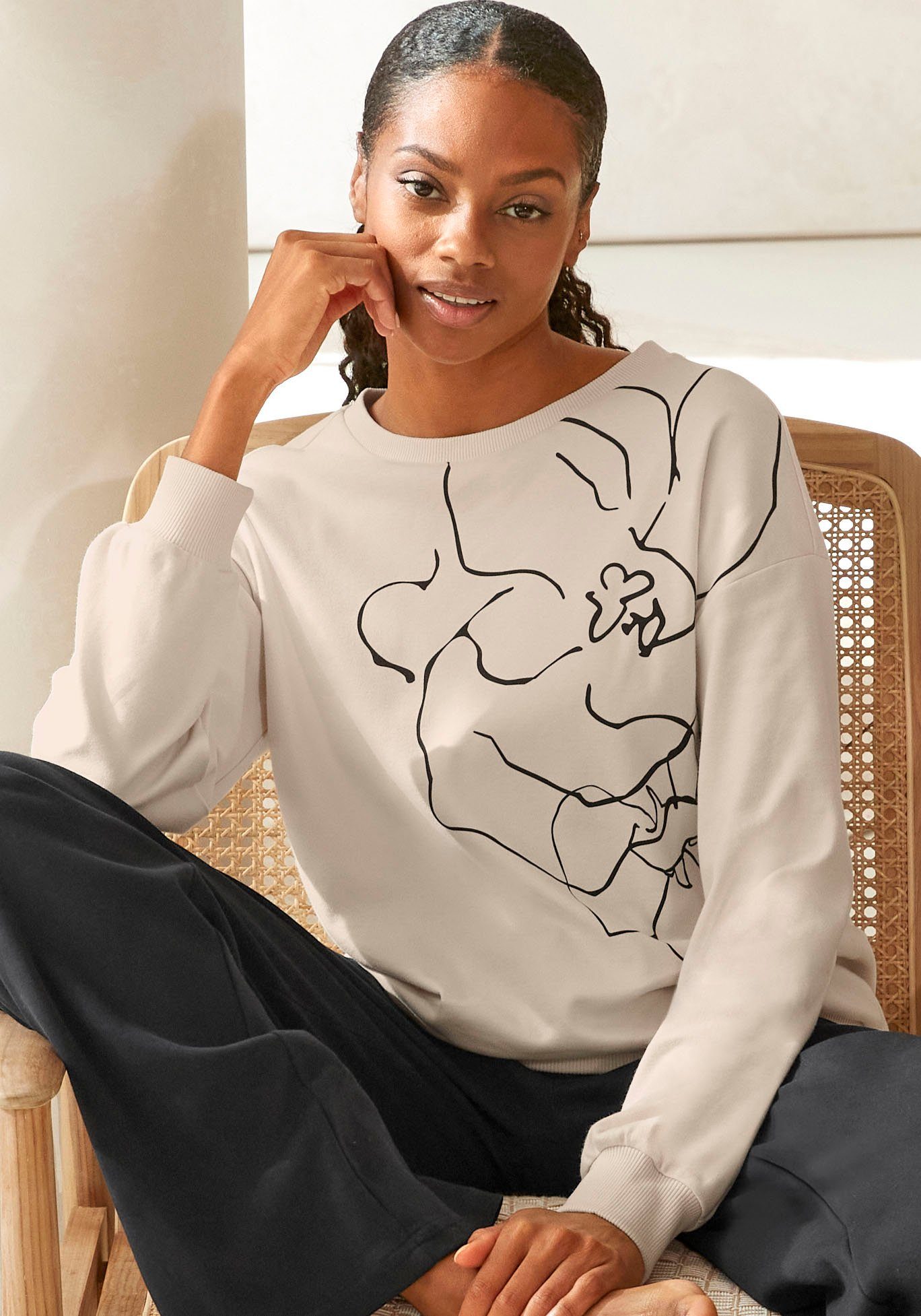 Lascana Sweatshirt Loungeshirt met print loungewear