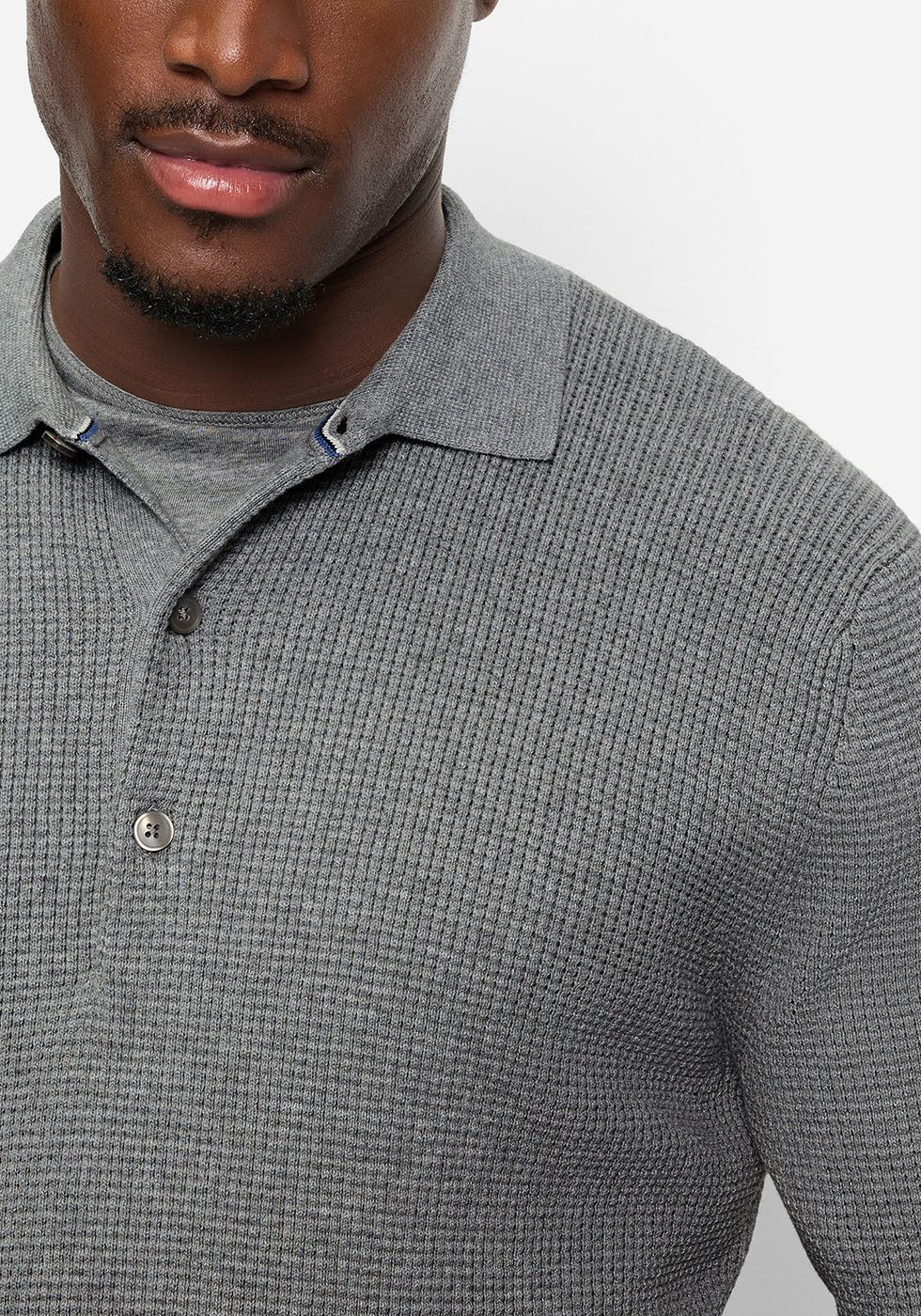 OLYMP Trui met polokraag Waffle Structure Pullover