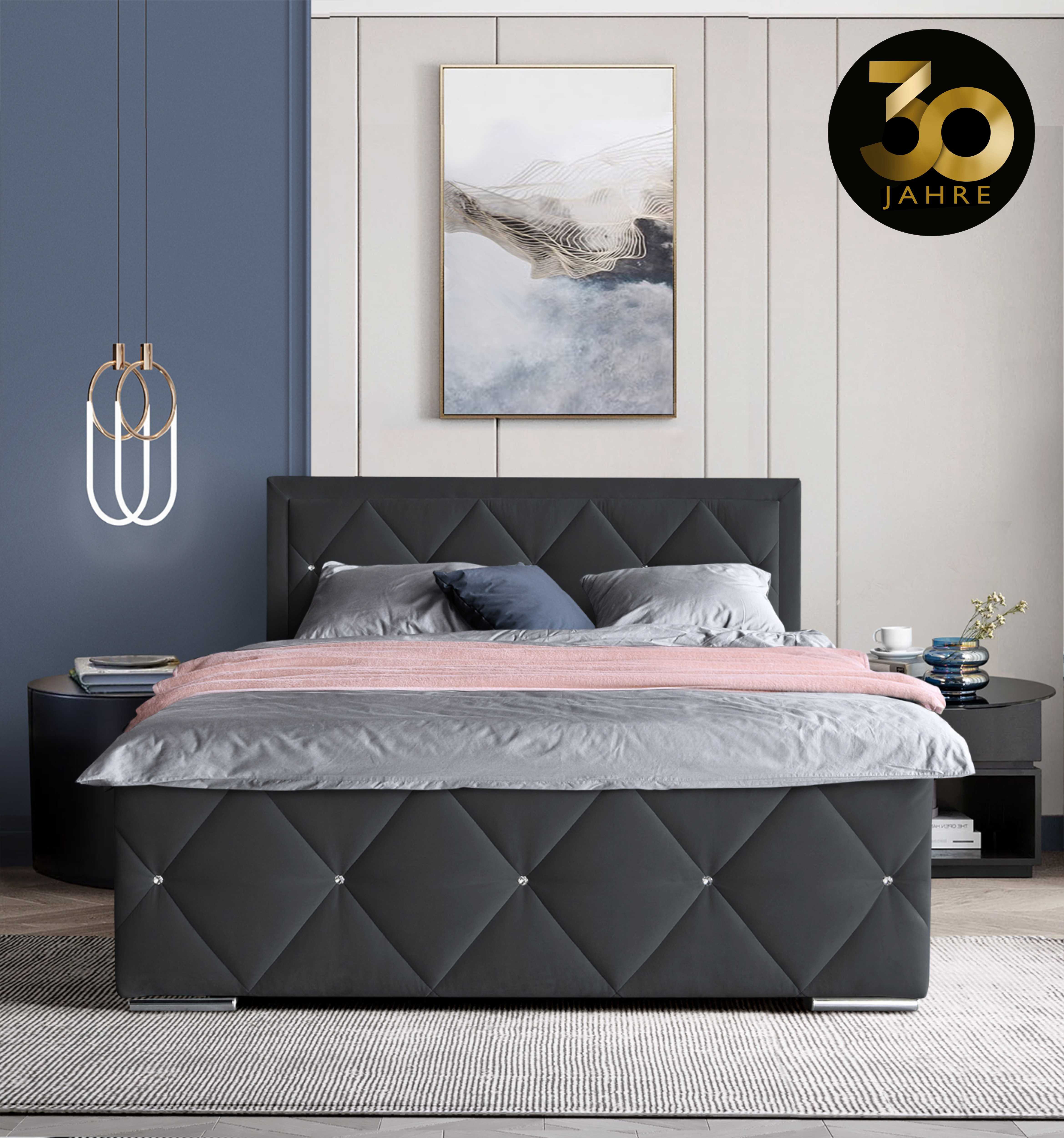 Leonique Boxspring Alfie, bestseller! Inclusief bedlade & topper Optioneel met knoopstiksels of strassstenen, H2, H3 en H4 verkrijgbaar