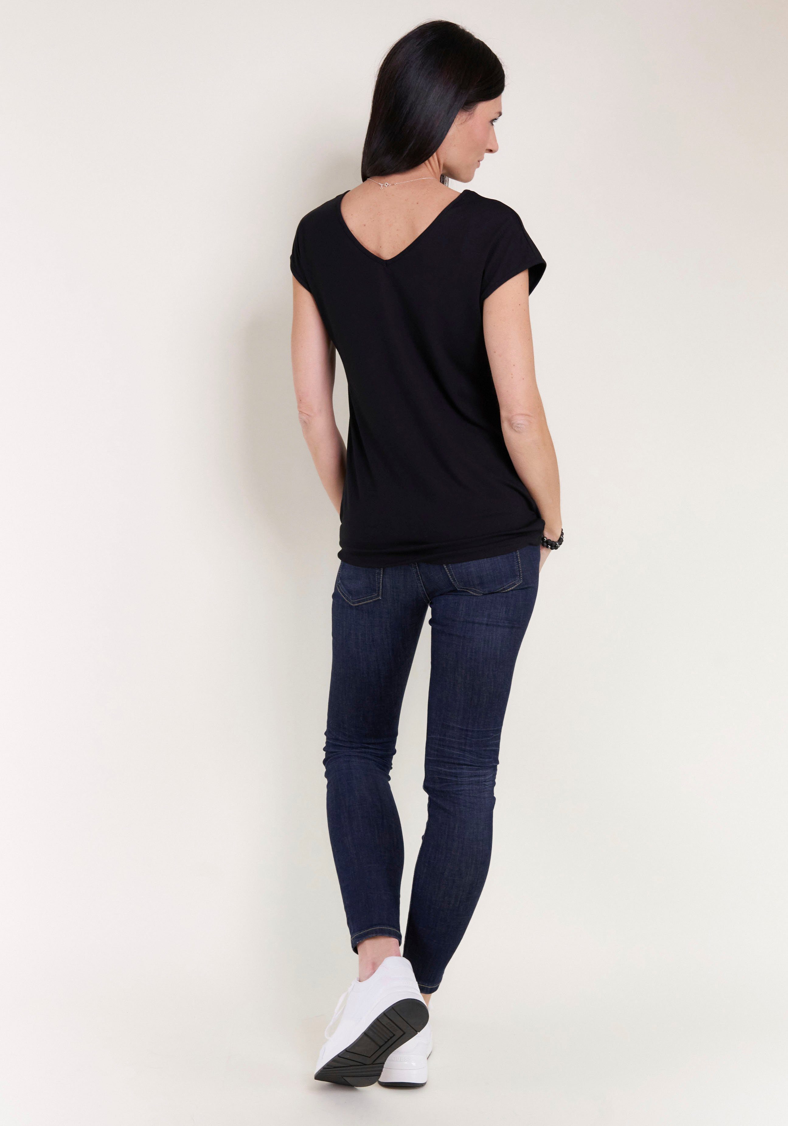 Seidel Moden T-shirt met v-hals of ronde hals, made in germany