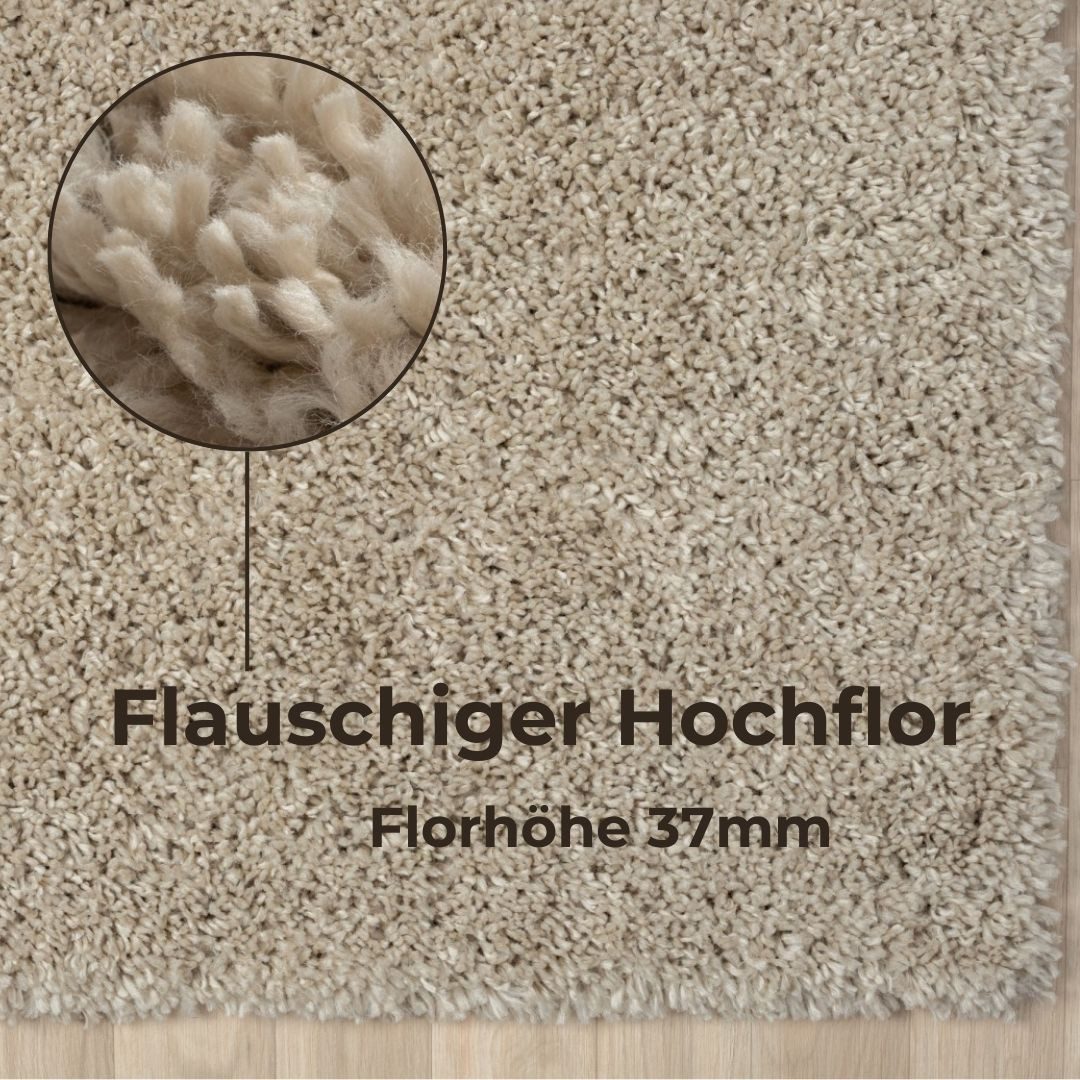 my home Hoogpolig vloerkleed Banji Uni-kleuren, zacht en fluffy, ook als loper en in rond verkrijgbaar