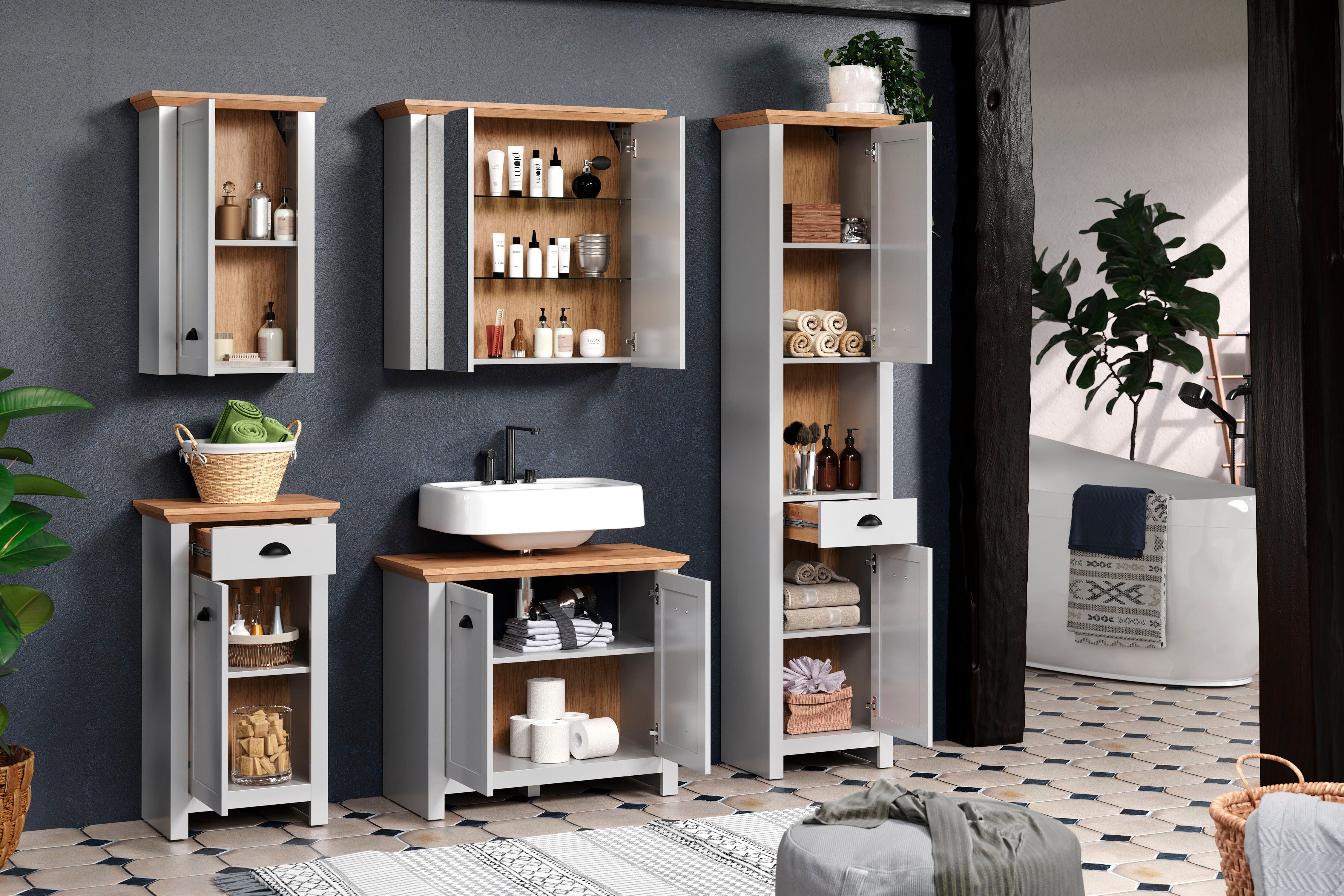 Home affaire Spiegelkast Badkamerskast in landhuisstijl - Afmetingen (B/D/H) 78/24/73 cm