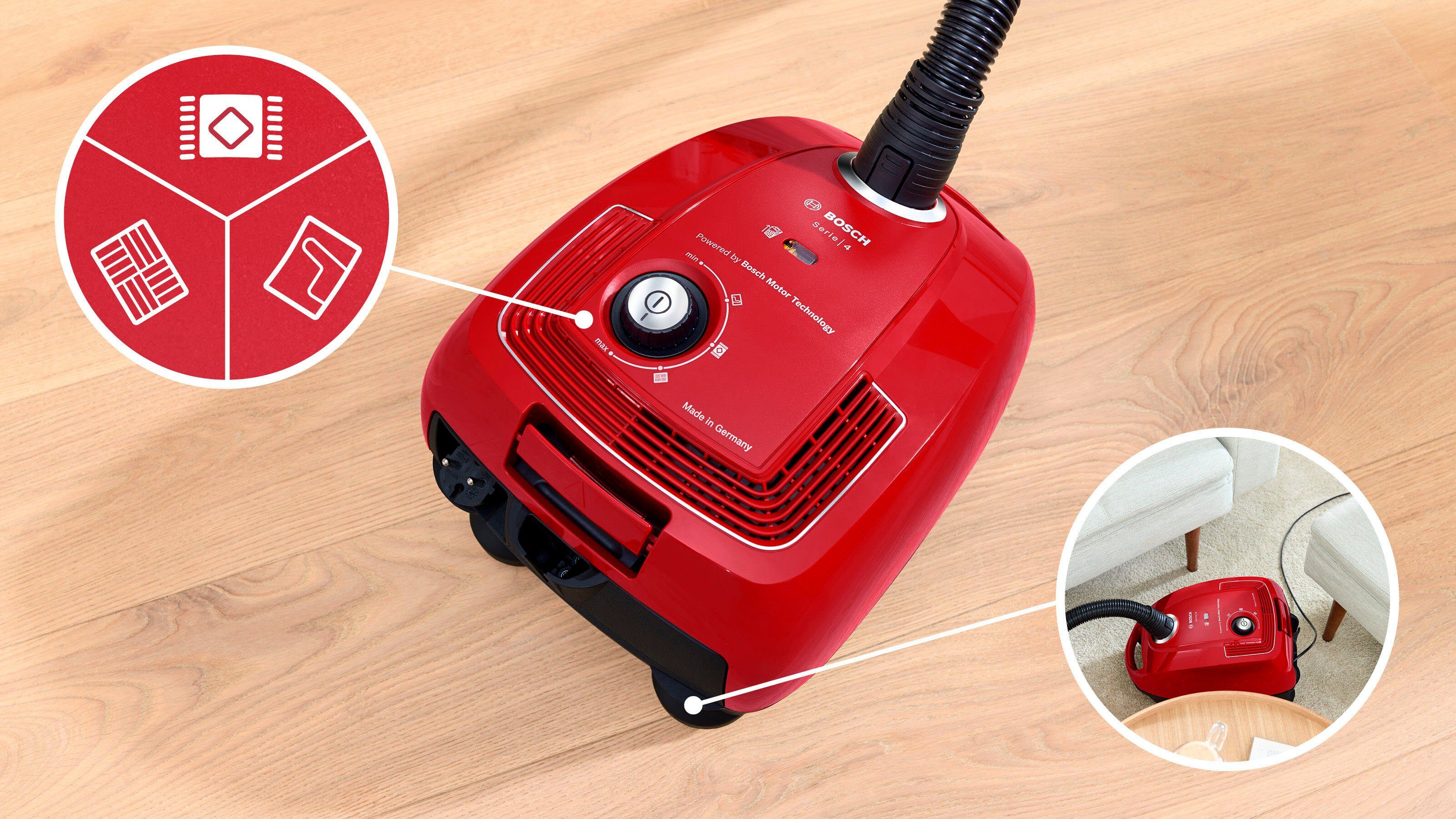 BOSCH Stofzuiger BGD38RD1H van 30% gerecyclede kunststof
