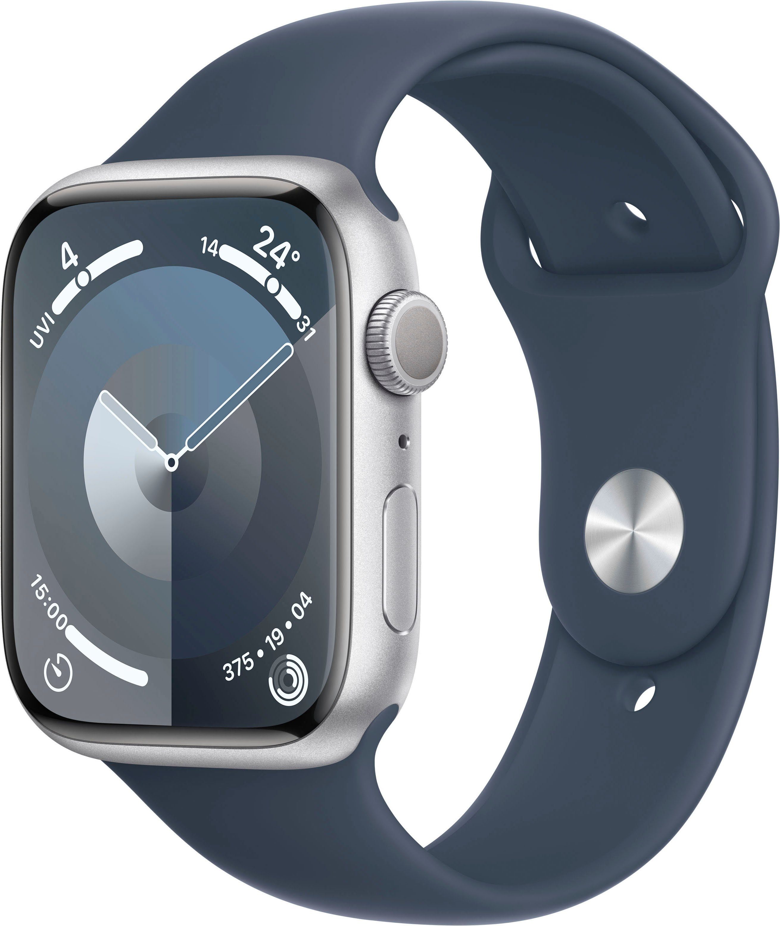 Apple Watch Series 9 GPS 45 mm Aluminium kast Sportband Storm Blue S-M