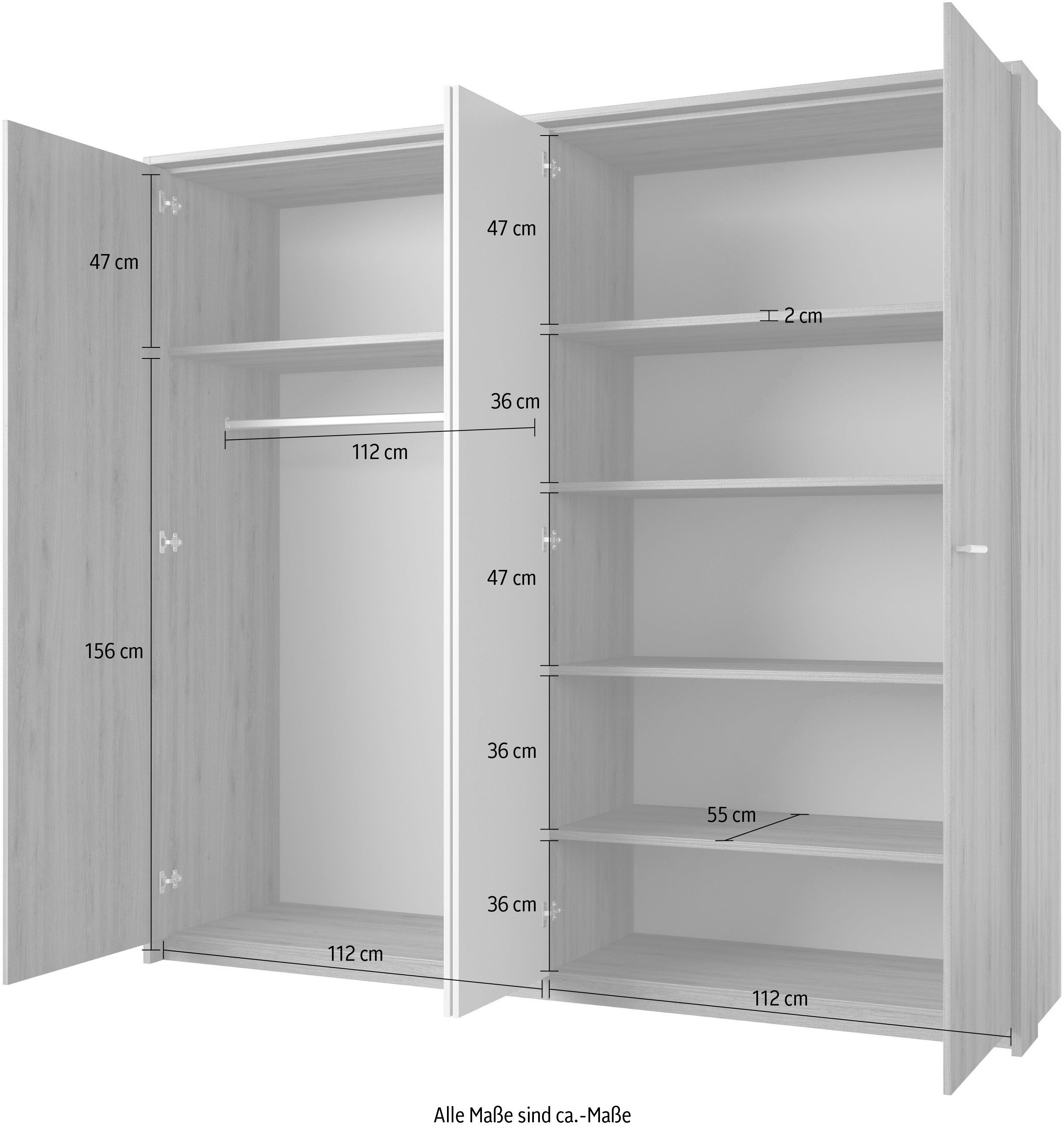 Home affaire Draaideurkast Bitry, linnenkast incl. complete binneninrichting Kledingkast, verstelbare planken 22 mm dik, mooie houtlook