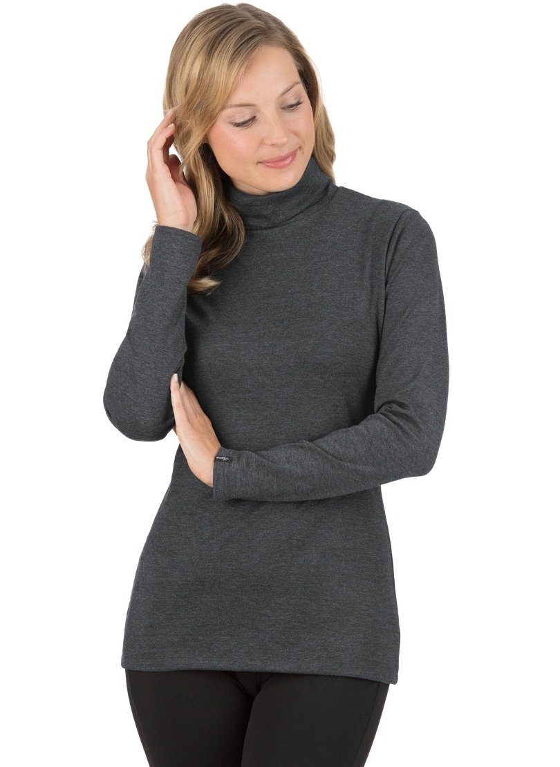 Trigema Colshirt TRIGEMA T-shirt (1-delig) dames shirts maat XXL grijs