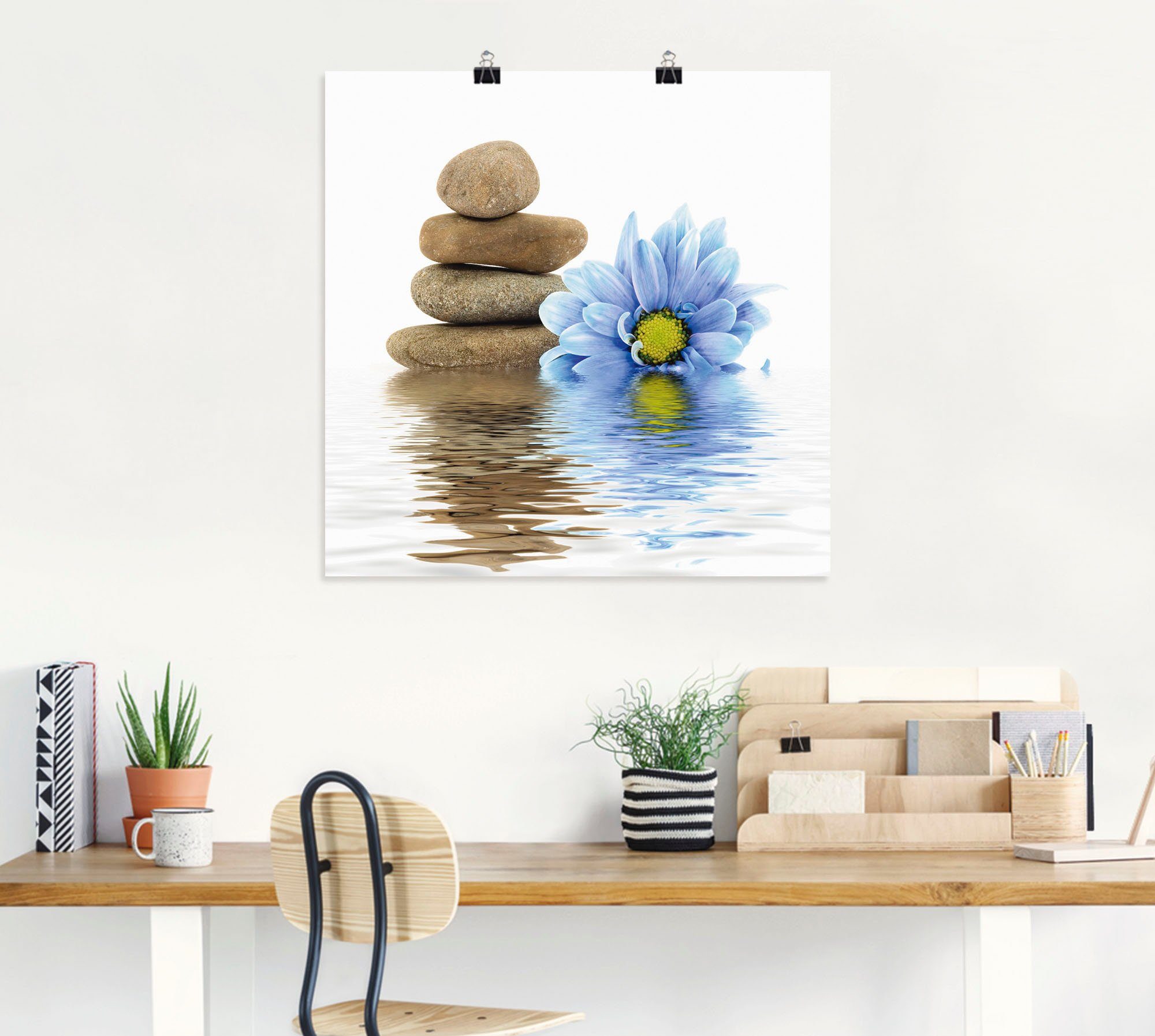 Artland Artprint Therapie-stenen met losse bloemen als artprint op linnen, muursticker in verschillende maten