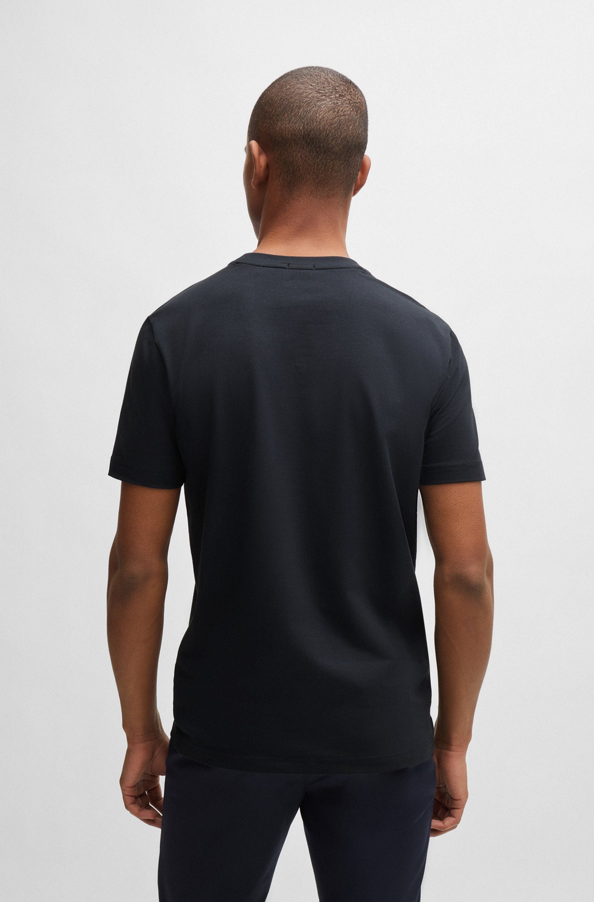 BOSS GREEN Shirt met ronde hals Thee met gegomd contrast-logo