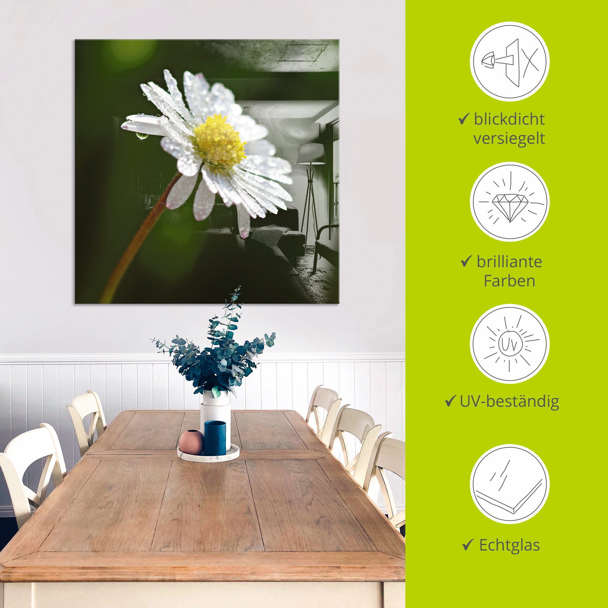 Artland Print op glas Madeliefje in verschillende maten