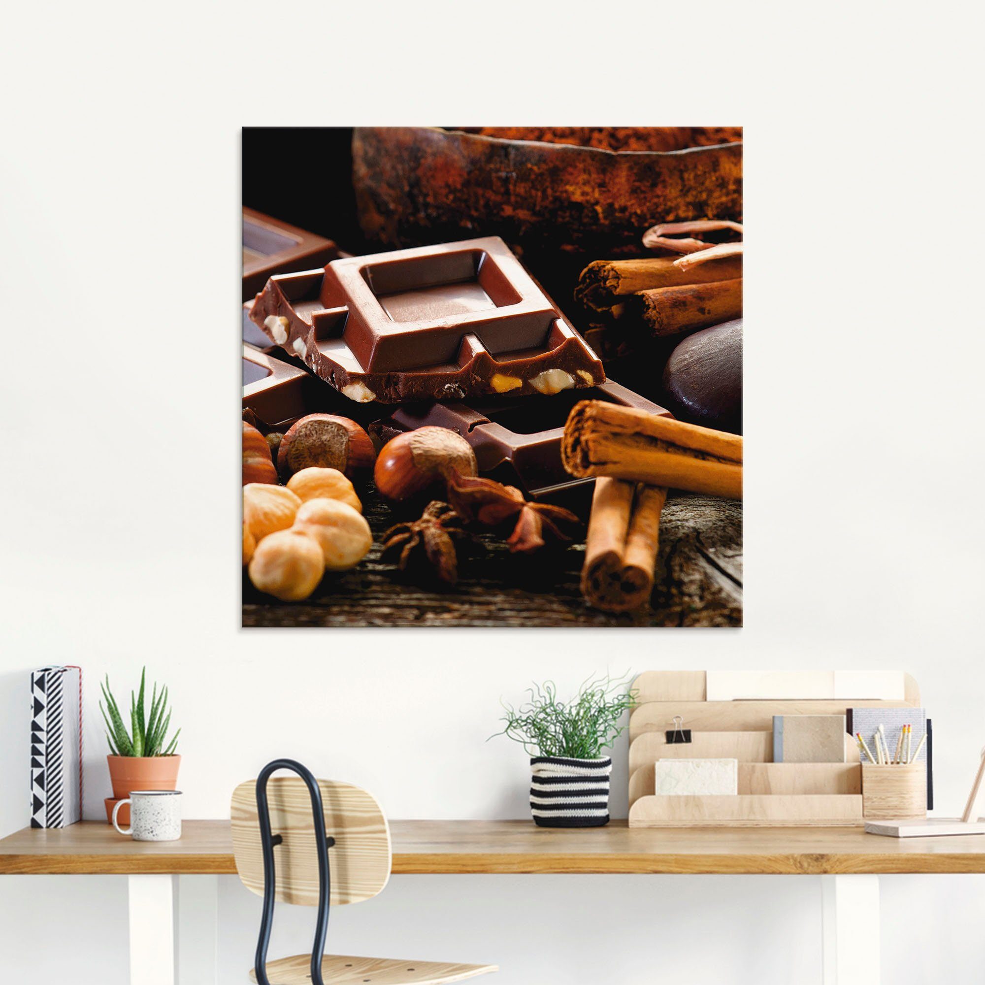 Artland Print op glas Chocolade met ingrediënten