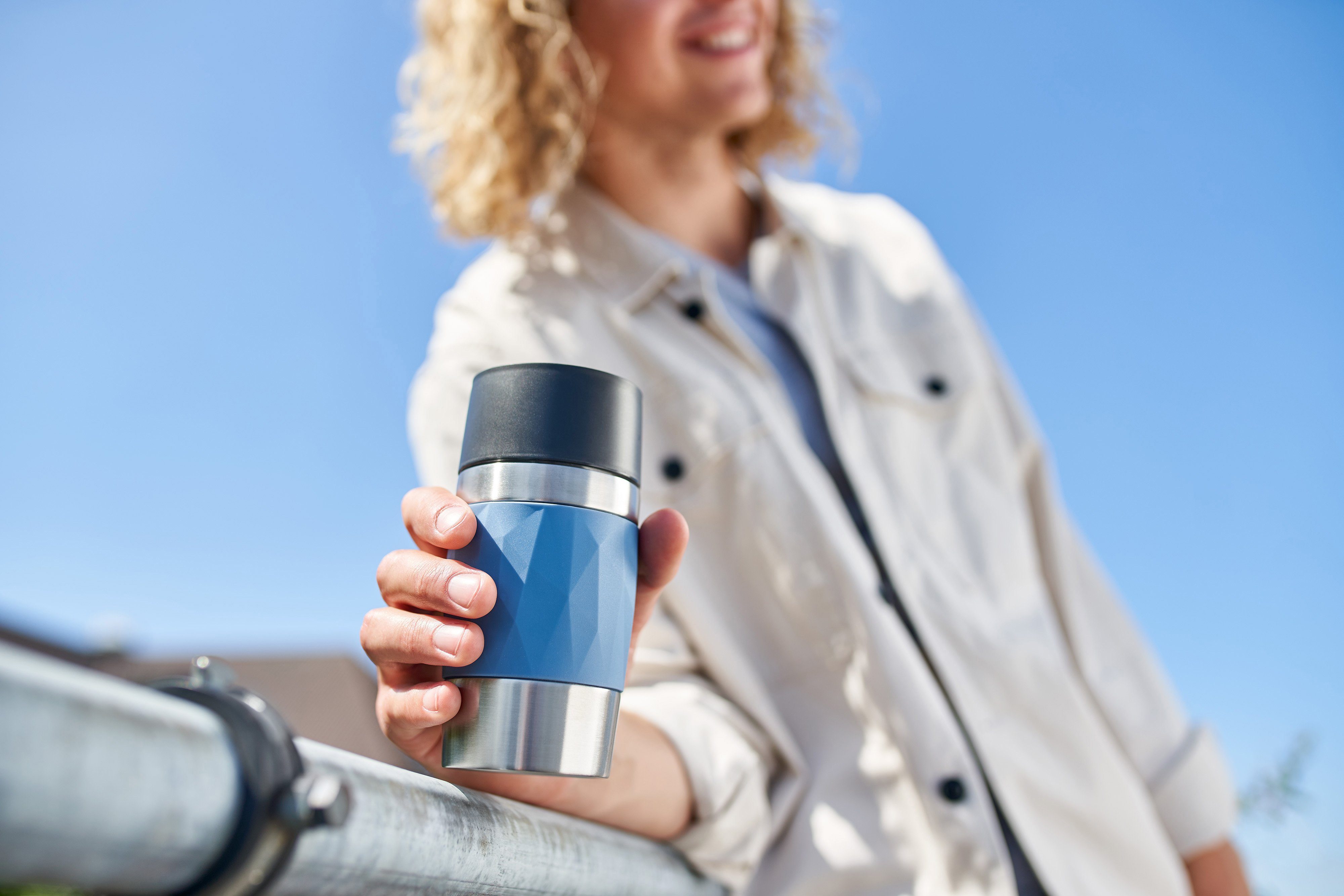 Emsa Thermosbeker Travel Mug Compact 0,3l, roestvrij staal, 3u warm/6u koud, 360° drinkopening, vaatwasmachinebestendig