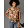 aniston casual blouse zonder sluiting met harmonieuze bloemenprint - nieuwe collectie beige