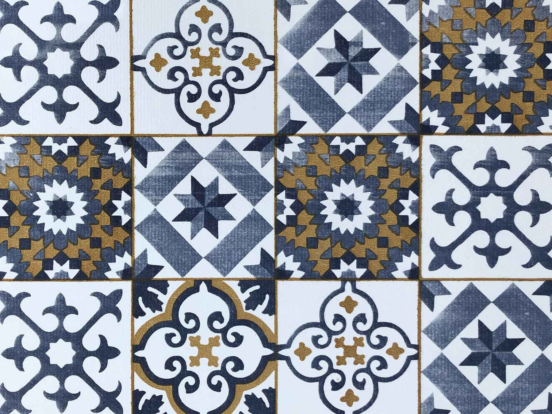 Friedola Keukenloper VINTAGE, Made in Germany Inloopmat van vinyl, tegel-design, ornamenten, nat afneembaar, keuken
