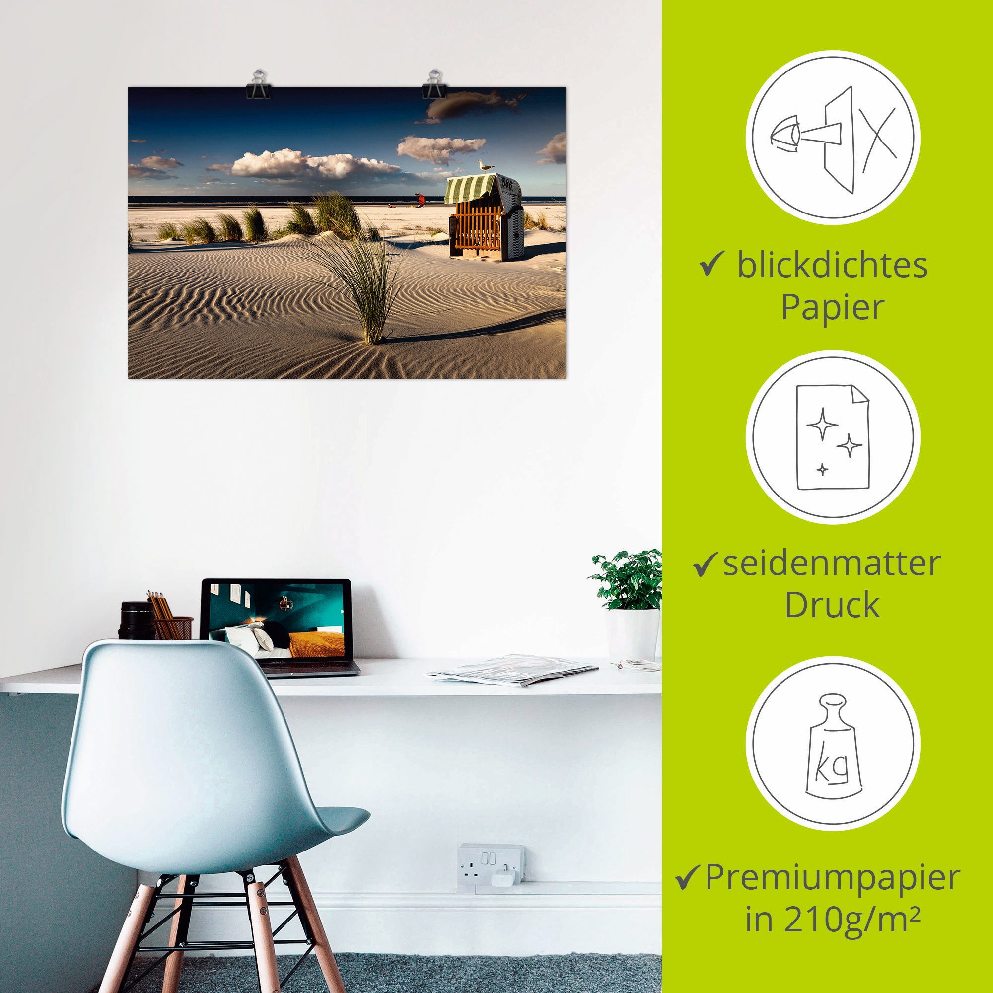 Artland Artprint Op een zomeravond aan het strand als artprint van aluminium, artprint voor buiten, artprint op linnen, poster in verschillende maten. maten