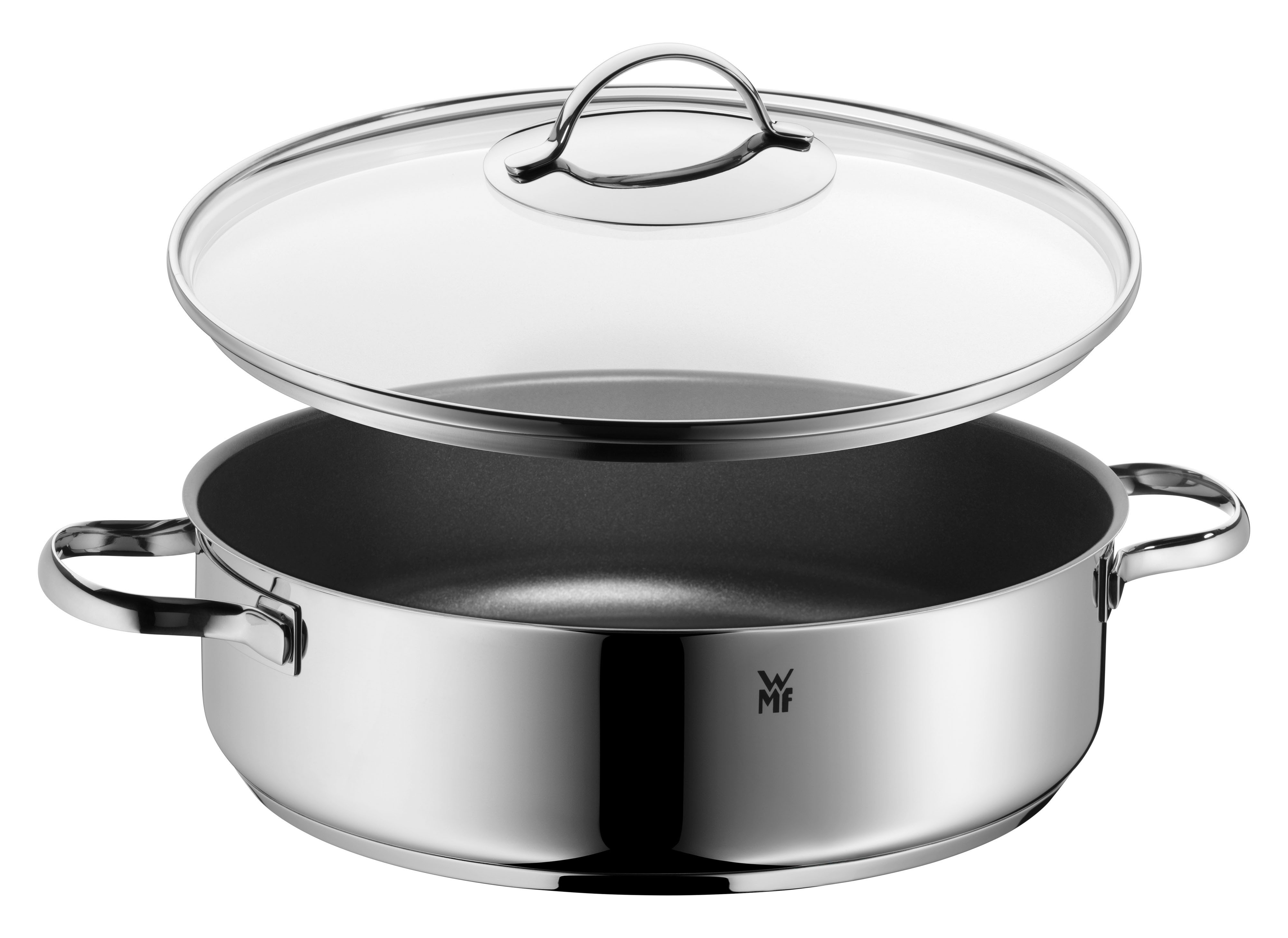 WMF Hapjespan Devil braadpan 28 cm met hoge rand, braadpan inductie Stoofpot met deksel 5l, ovenbestendig, geschikt voor alle soorten fornuizen (set, 2-delig)
