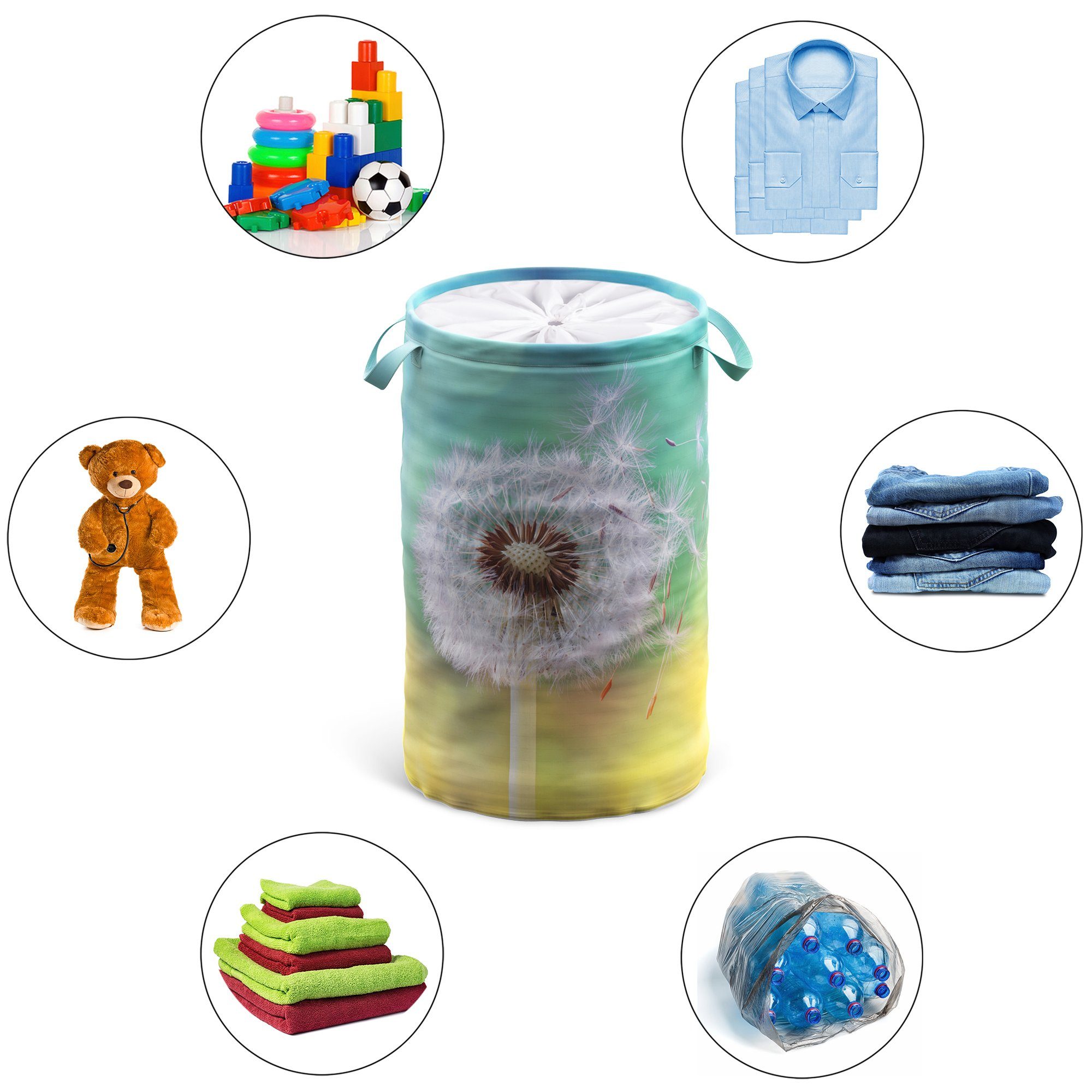 Sanilo Wasmand Pluizenbol 60 liter, opvouwbaar, met bescherming tegen inkijk