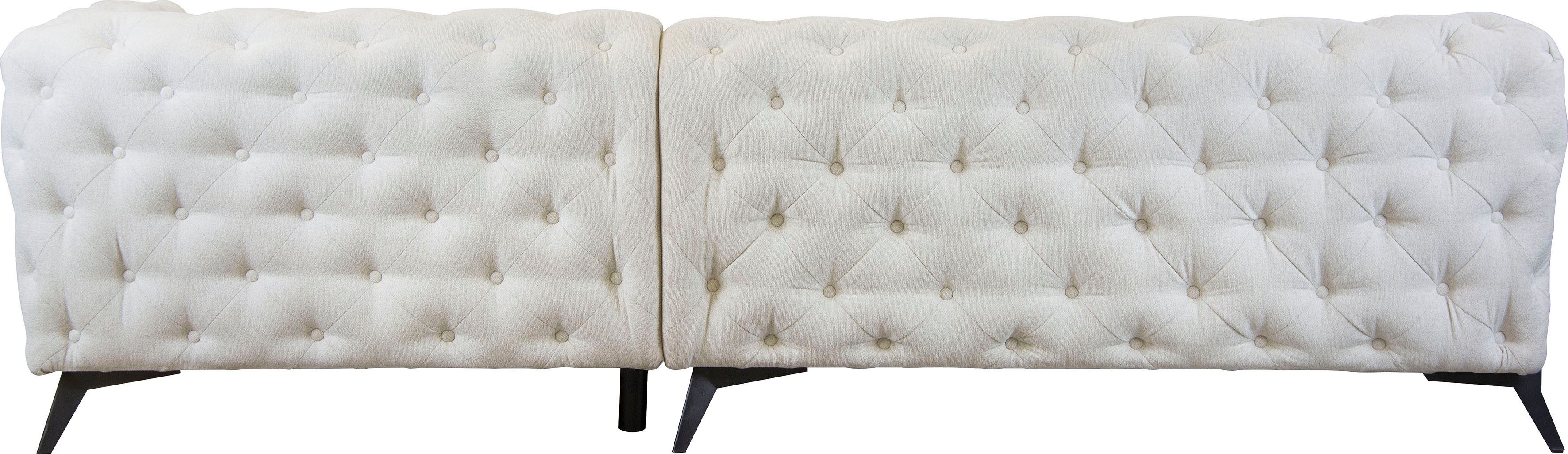 Leonique Chesterfield-bank Amaury L-vorm moderne chersterfield-look, breedte 262 cm, kleur van de poten ter keuze