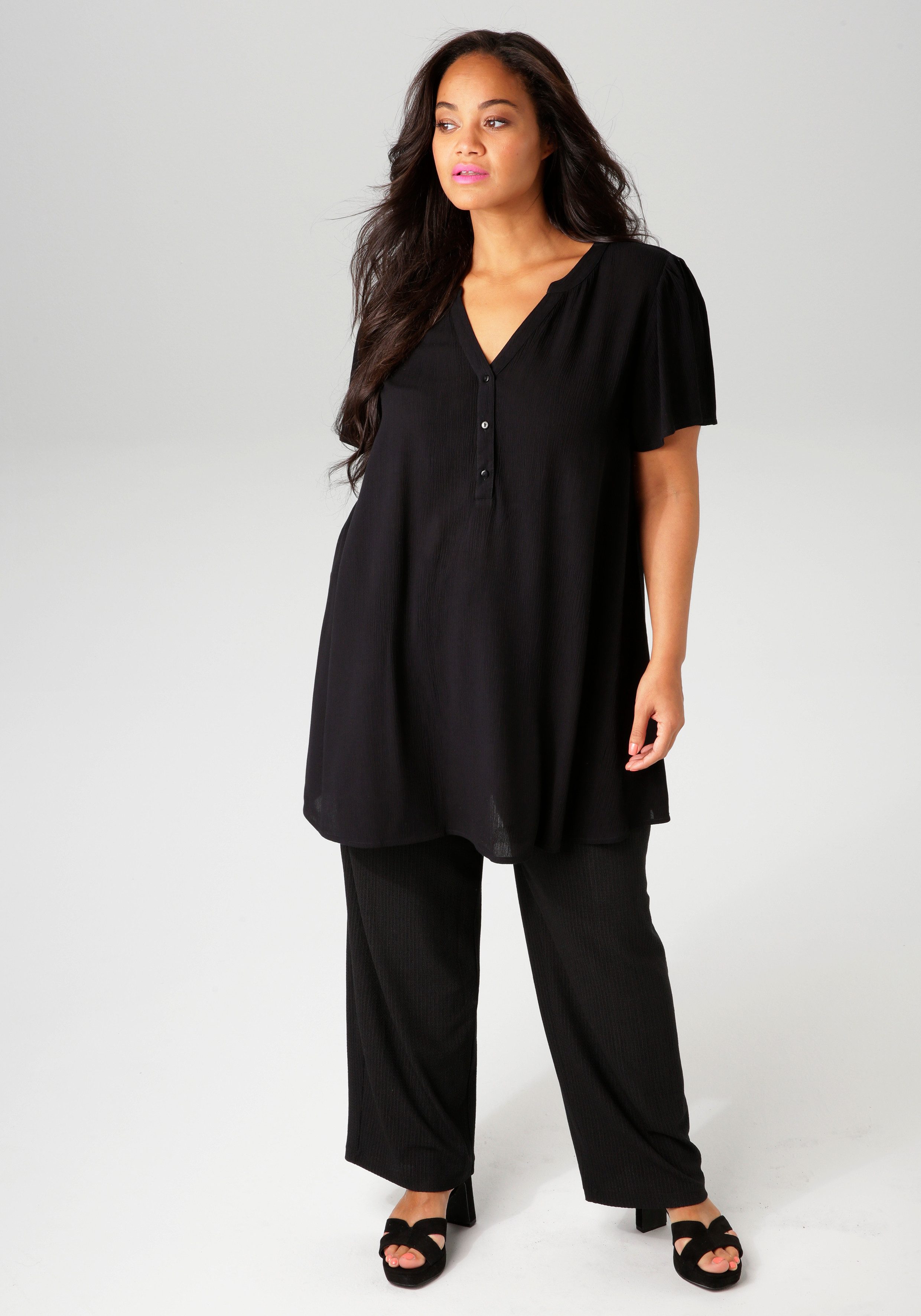 Aniston PLUS Lange blouse in trendy crepe-kwaliteit - nieuwe collectie