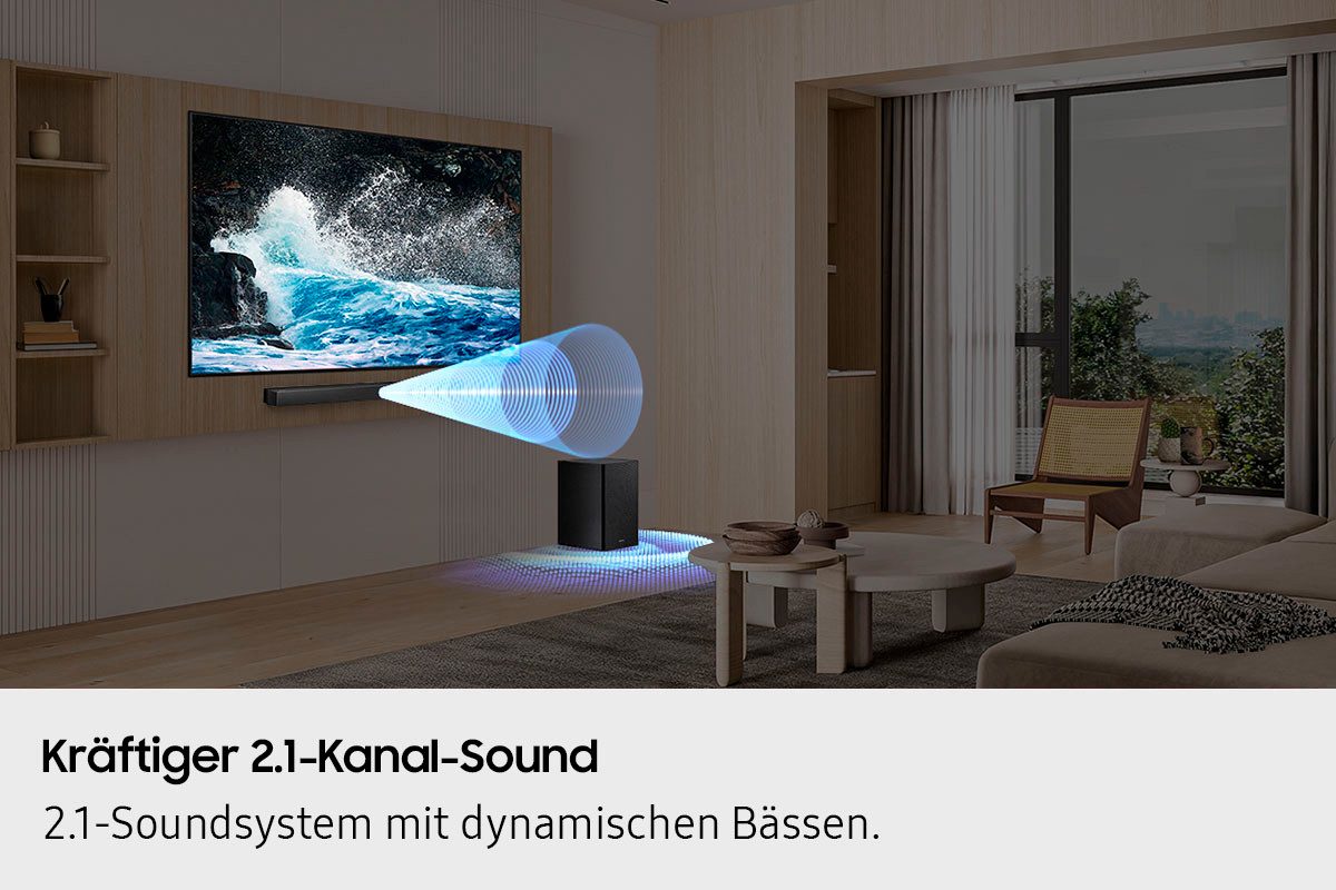 Samsung Soundbar HW-B460GF/ZG soundbar 2.1-kanaal geluidssysteem, dolby audio i dts virtual:x, bass-boost-modus