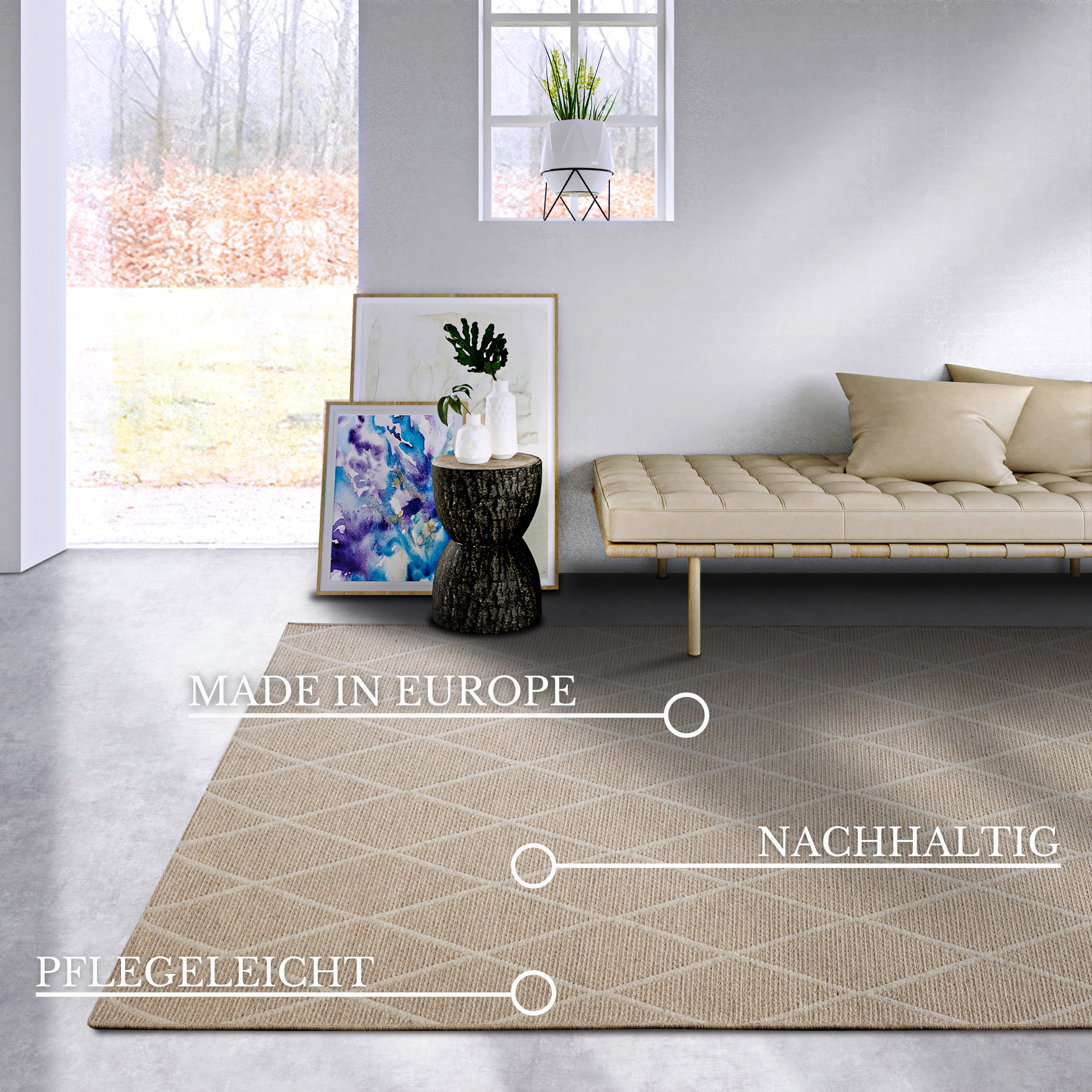 Villeroy & Boch Wollen kleed Maria Scheerwol, wol, natuur, woonkamer, slaapkamer, boho, scandi