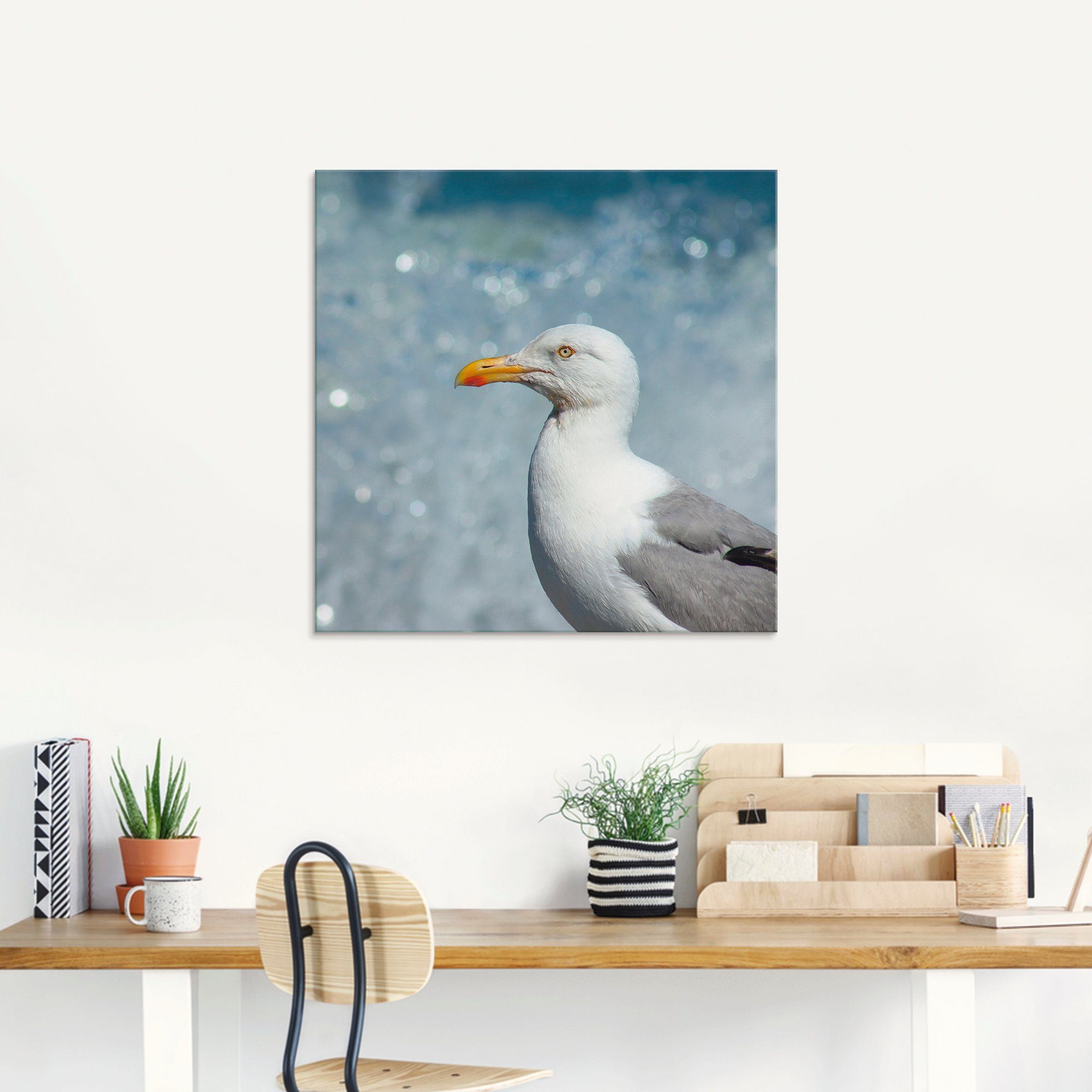 Artland Print op glas Meeuw aan de Noordzeekust