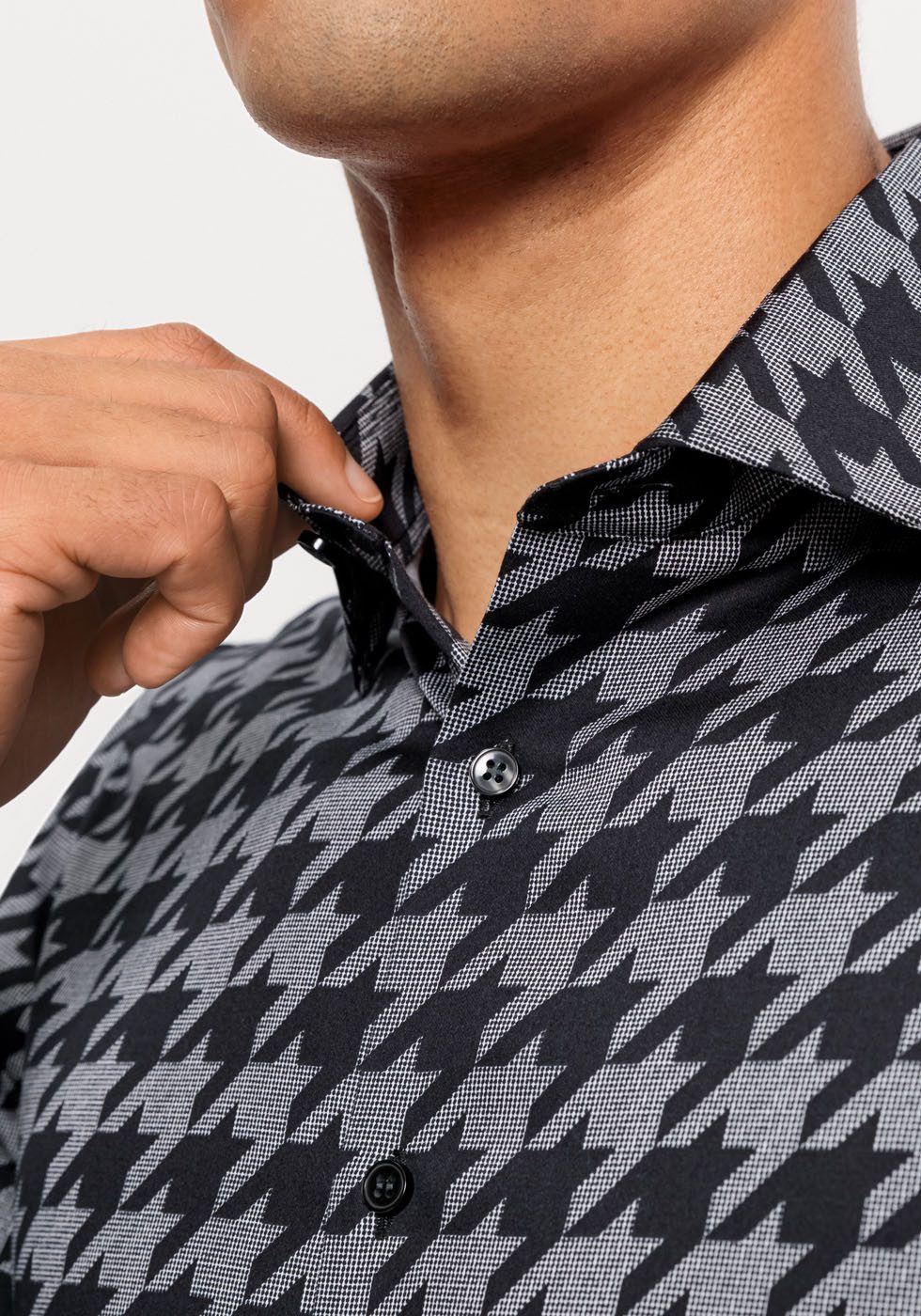 OLYMP Businessoverhemd Level Five body fit met groot houndstooth-dessin, lange mouw