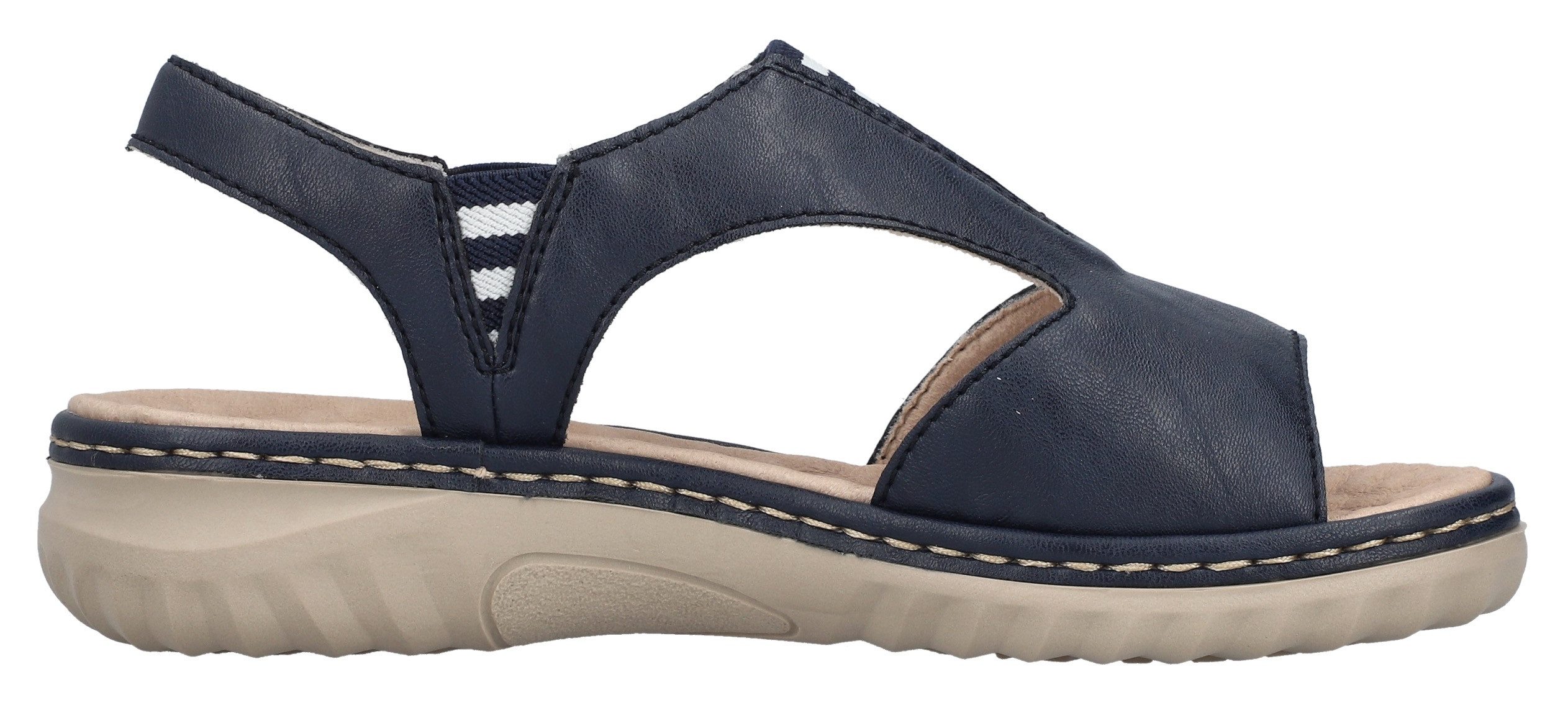 Rieker Sandalen , zomer schoen, sandalette, instapschoen met contrasterende siernaad