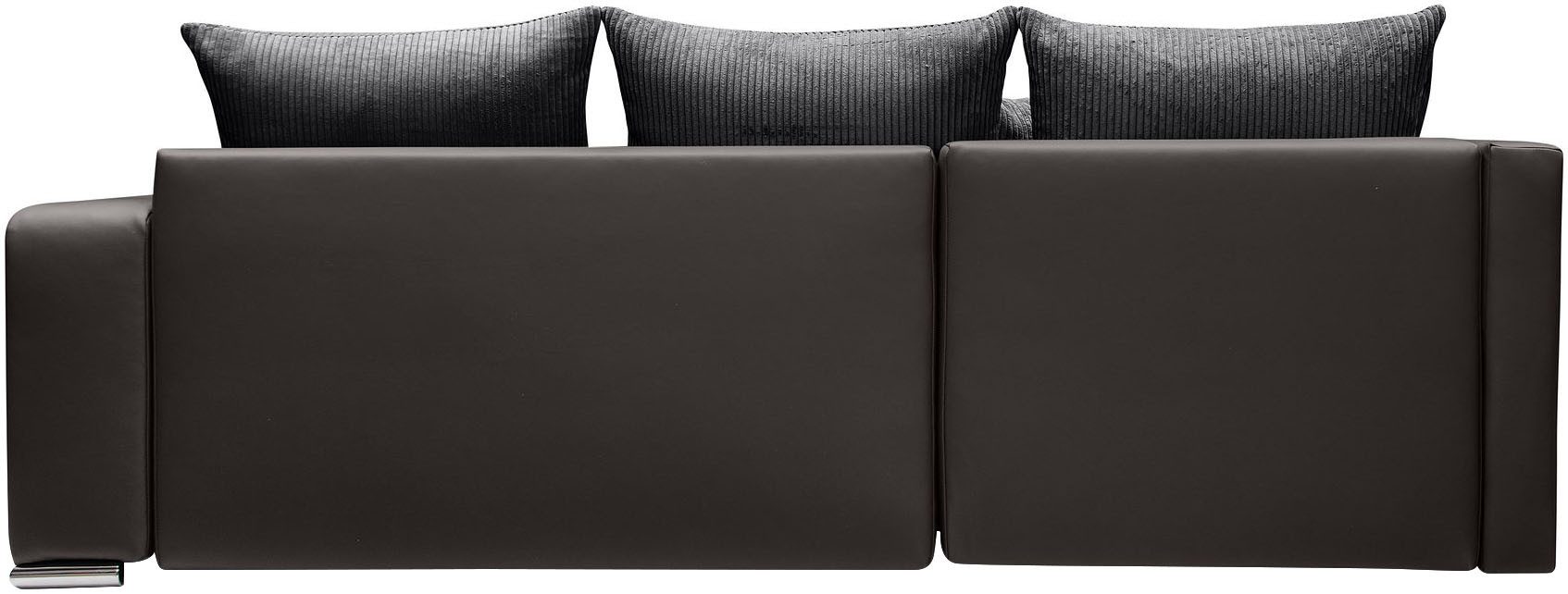 COLLECTION AB Hoekbank L-model Regalarmleuning met LED RGB verlichting, bedfunctie en bedbox