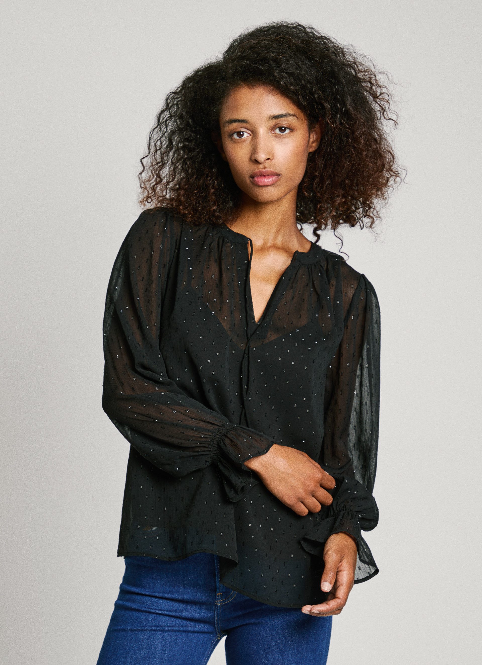 Pepe Jeans Blouse zonder sluiting Addison (2-delig) dames spijkerblouses maat XS (34) zwart