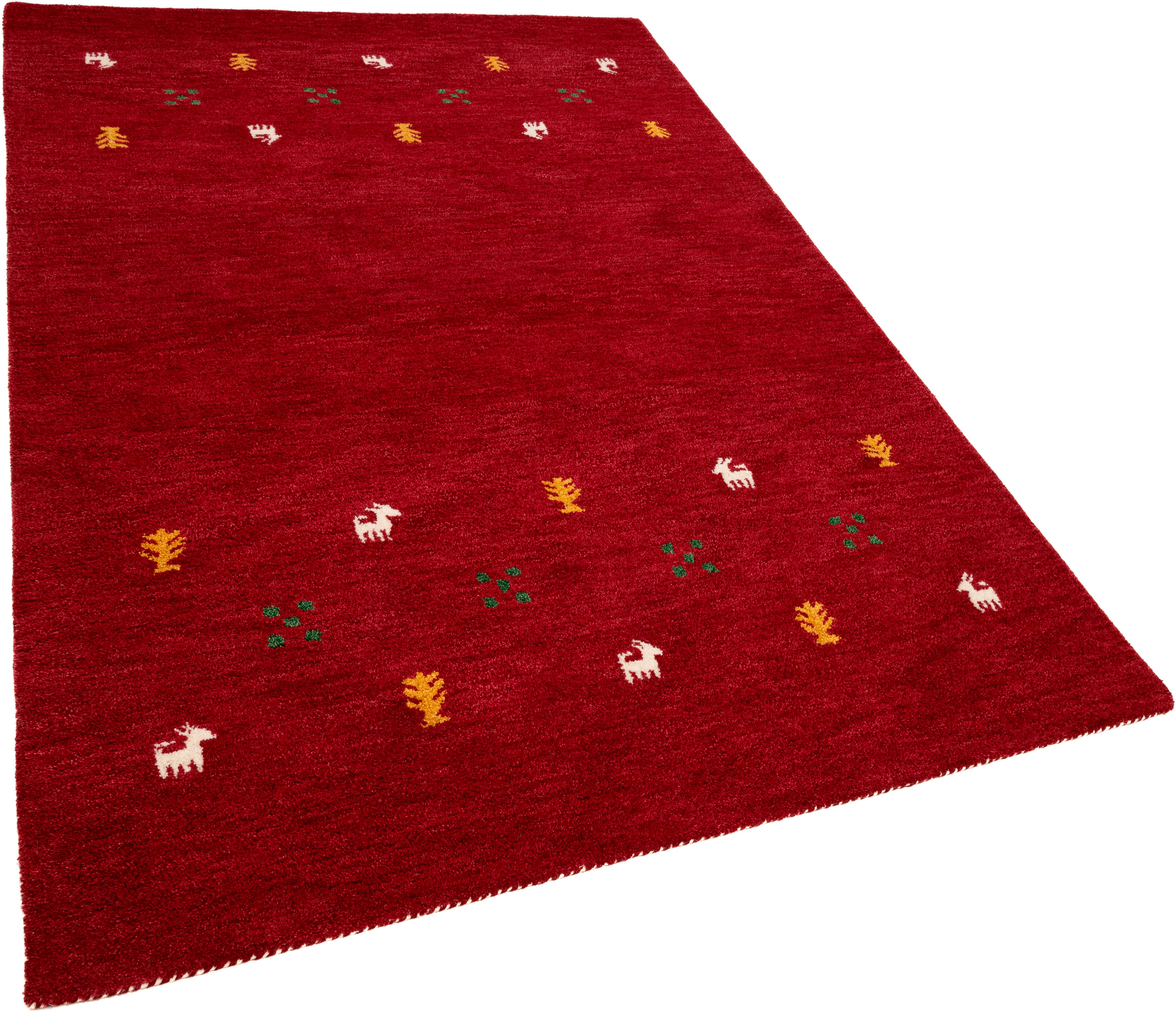 THEKO Wollen kleed Gabbeh motief, handgeweven tapijt, dierenmotief, 100% wol, handgeweven