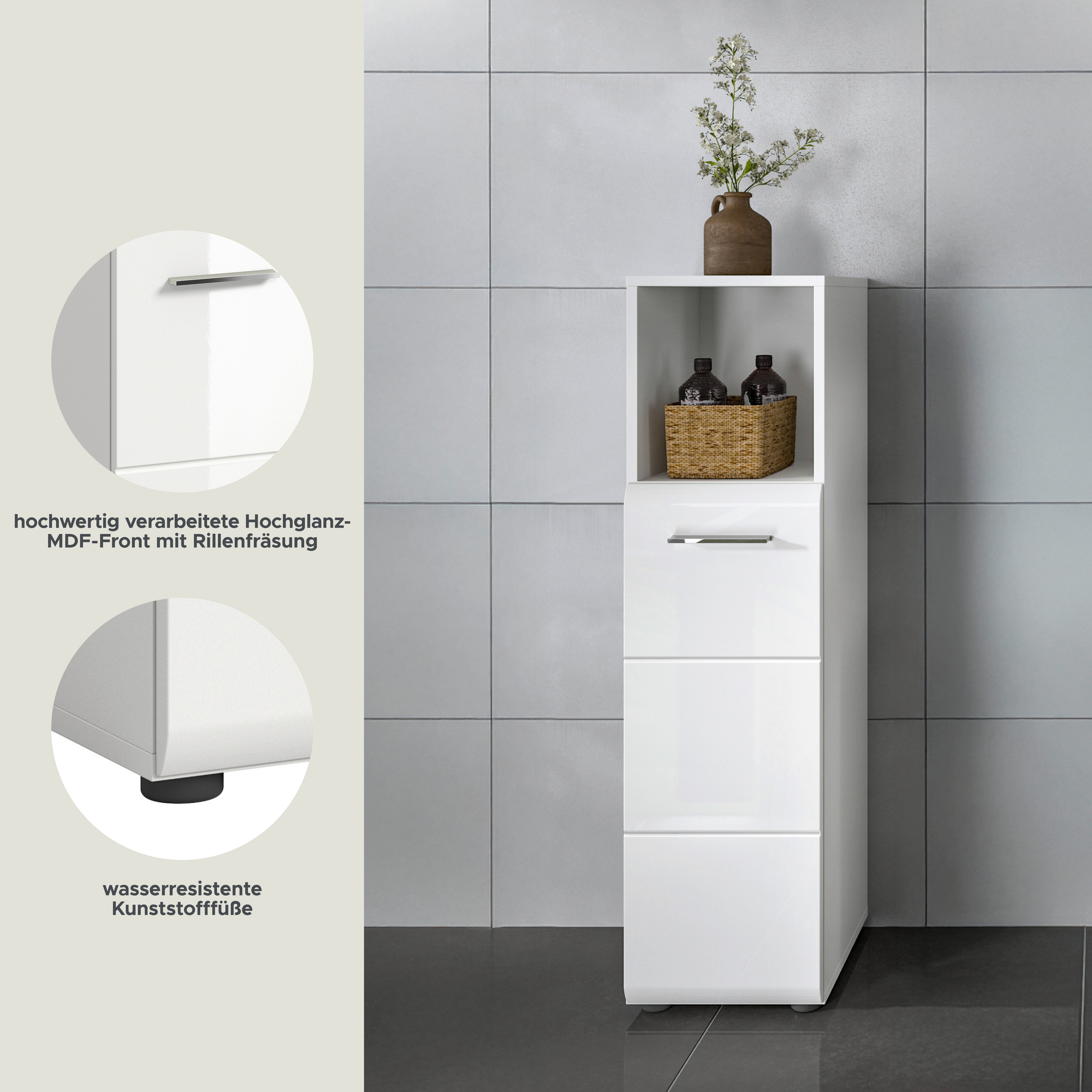 INOSIGN Halfhoge kast FLORENZ, TOPSELLER!, Hoogte 110 cm, 1 deur, 2 legplanken, 1 open vak