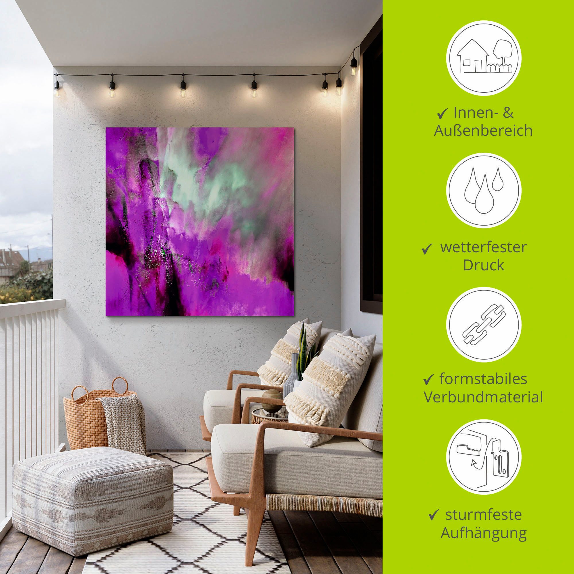 Artland Artprint Roze licht als artprint van aluminium, artprint voor buiten, artprint op linnen, poster in verschillende maten. maten