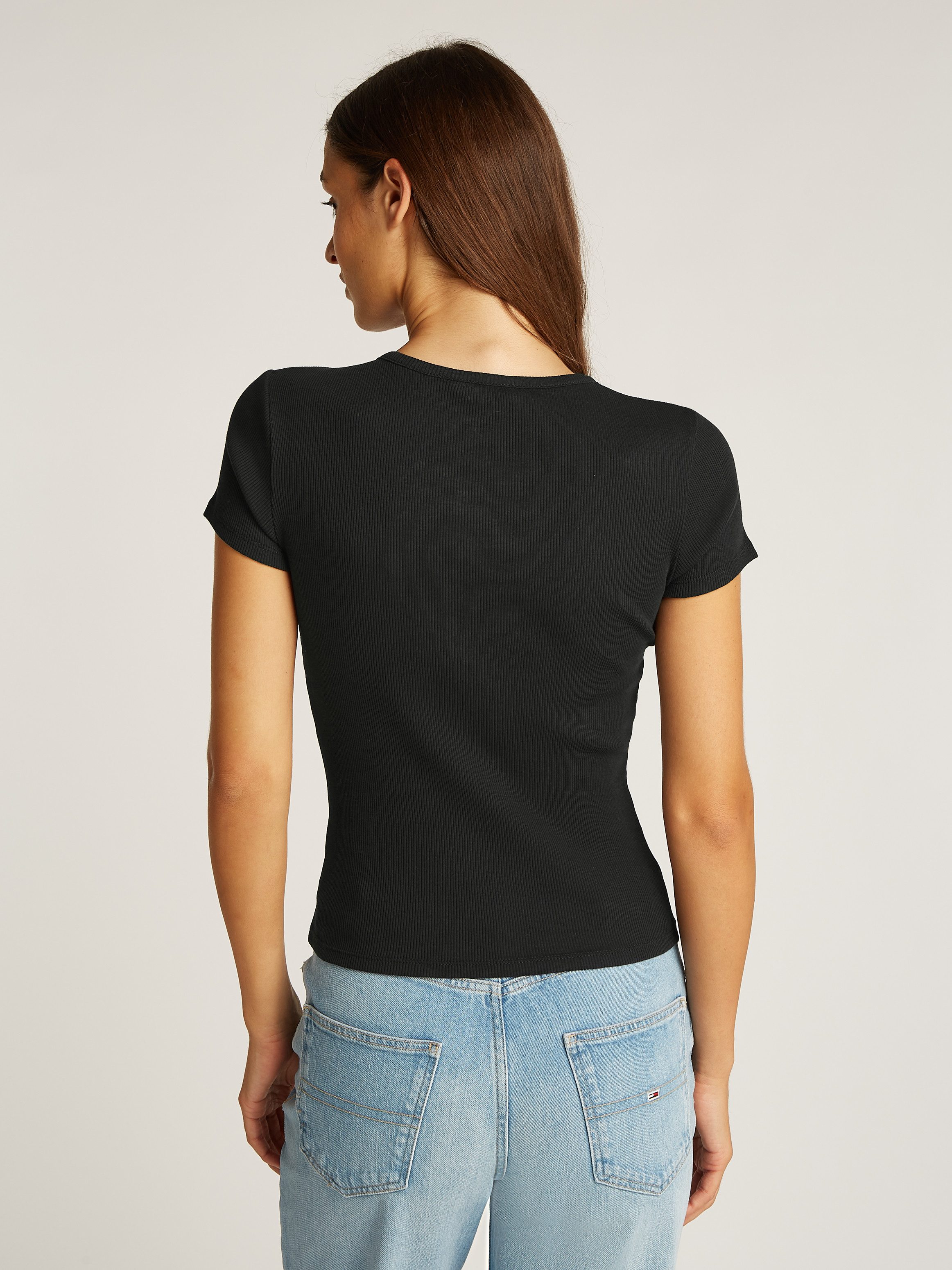 TOMMY JEANS T-shirt TJW SLIM BUTTON RIB C-NECK SS