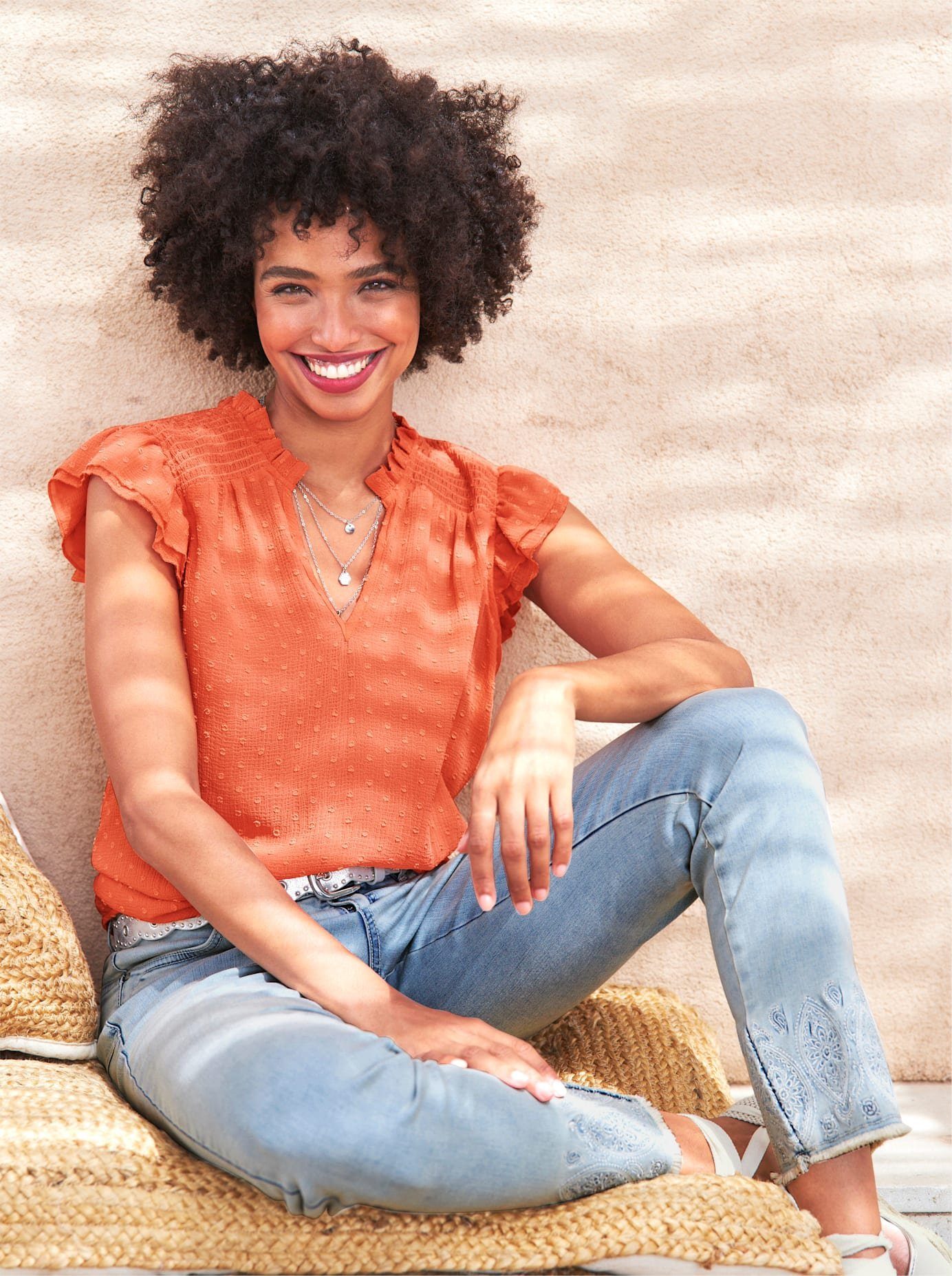 heine Blouse met korte mouwen dames blouses maat 50 oranje