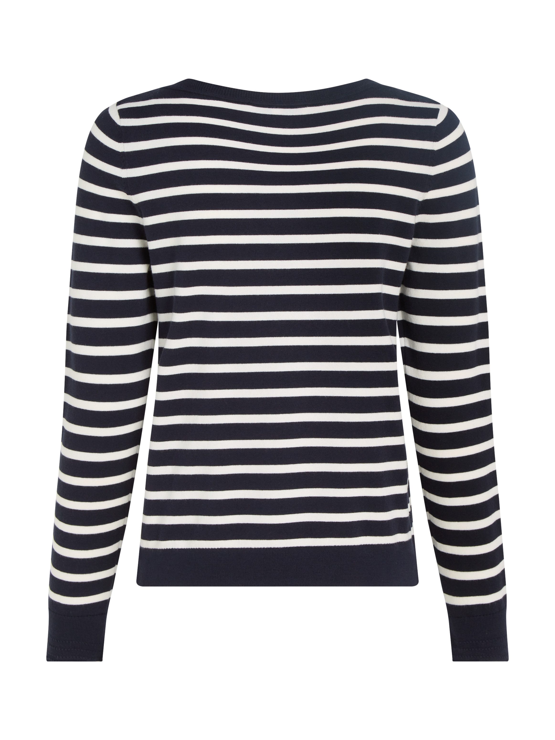 Tommy Hilfiger Gebreide trui CO JERSEY STITCH BOAT-NK SWEATER met -merklabel op de mouw