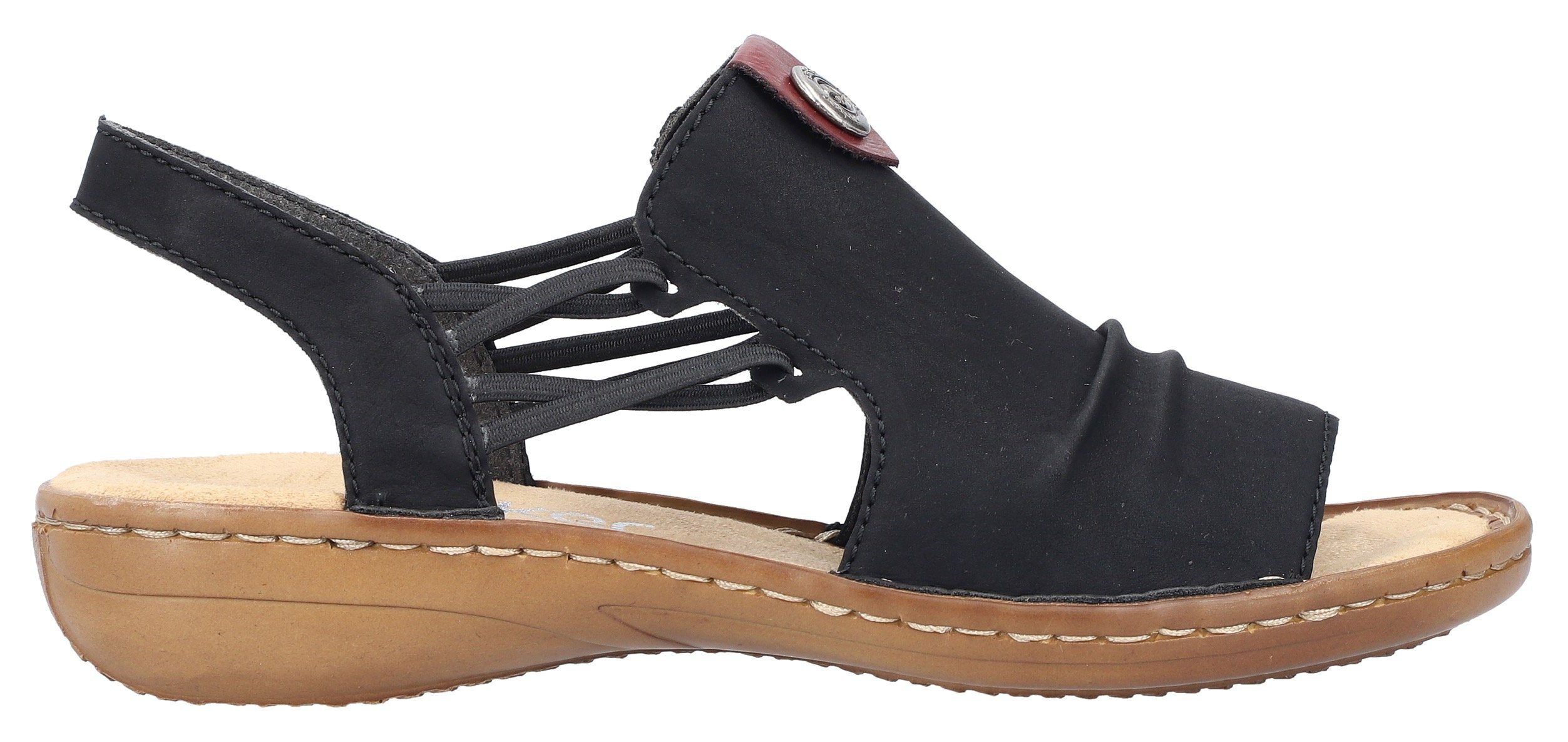 Rieker Sandalen , zomerschoen, sandaal, sleehak, met elastiek voor perfecte pasvorm