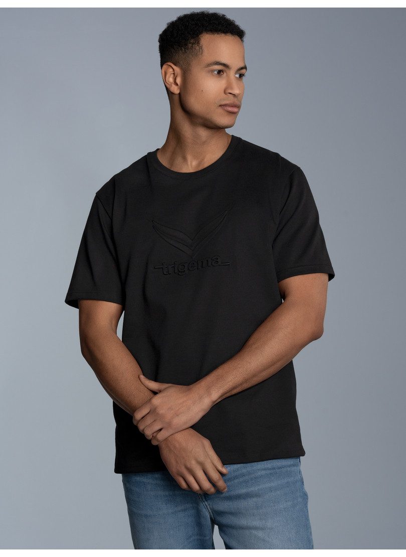 Trigema T-shirt TRIGEMA Heavy oversized T-shirt met 3D-motief (1-delig) heren t-shirts maat XXL zwart